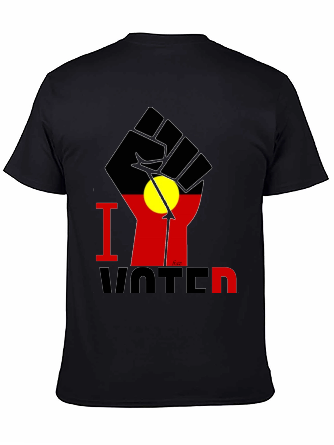 I Voted T-Shirt - Aboriginal Flag Fist Design