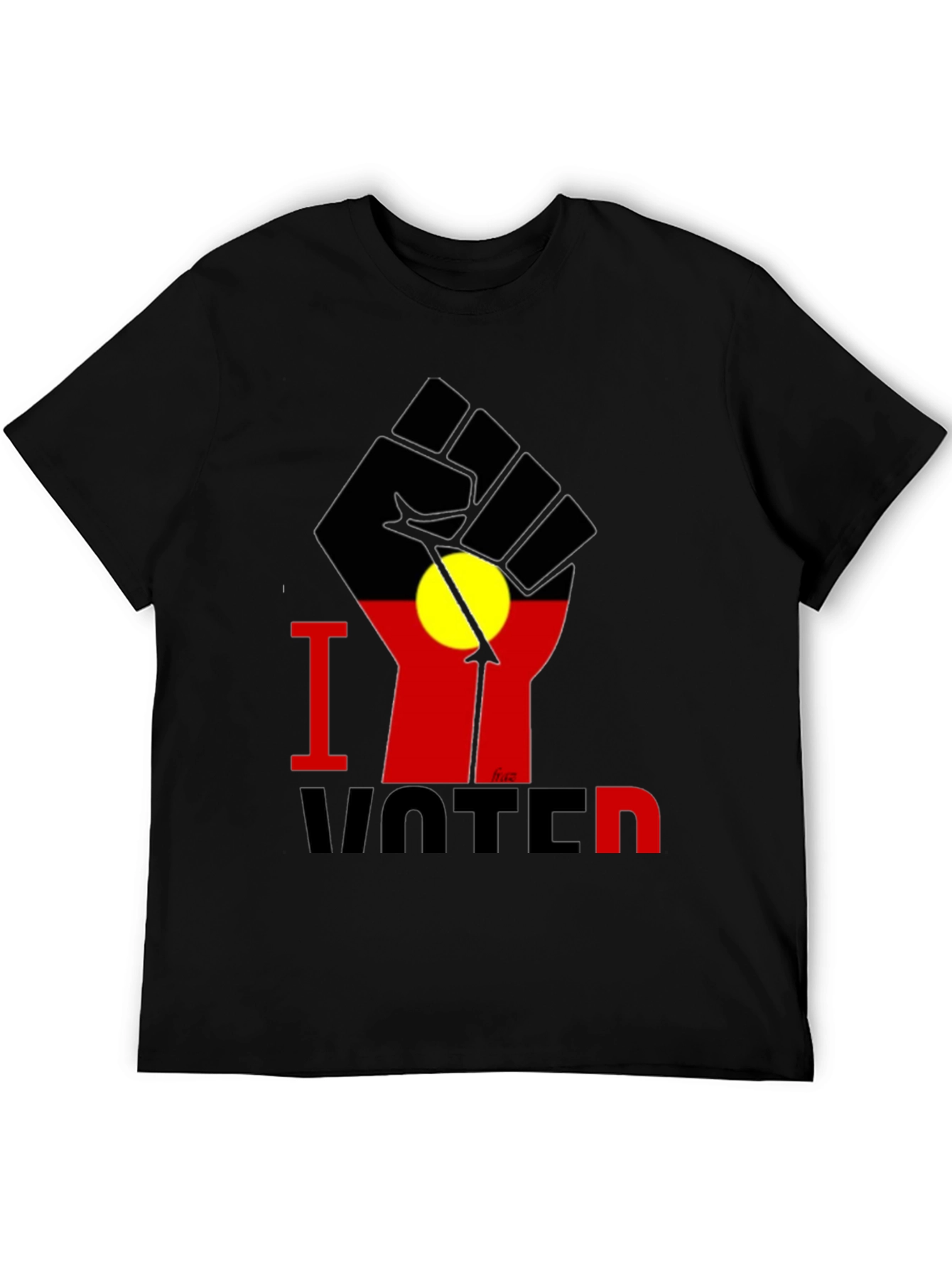 I Voted T-Shirt - Aboriginal Flag Fist Design