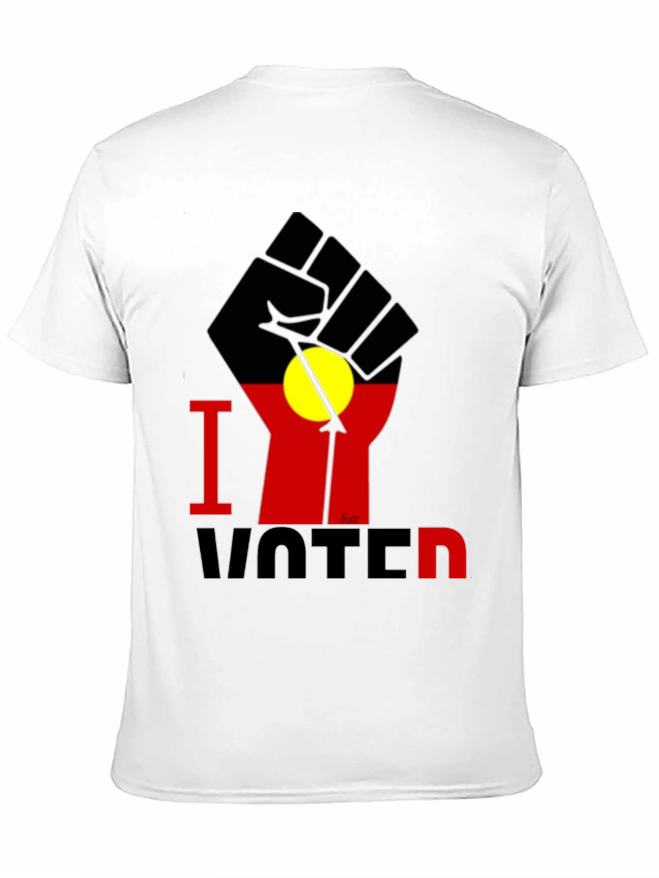 I Voted T-Shirt - Aboriginal Flag Fist Design