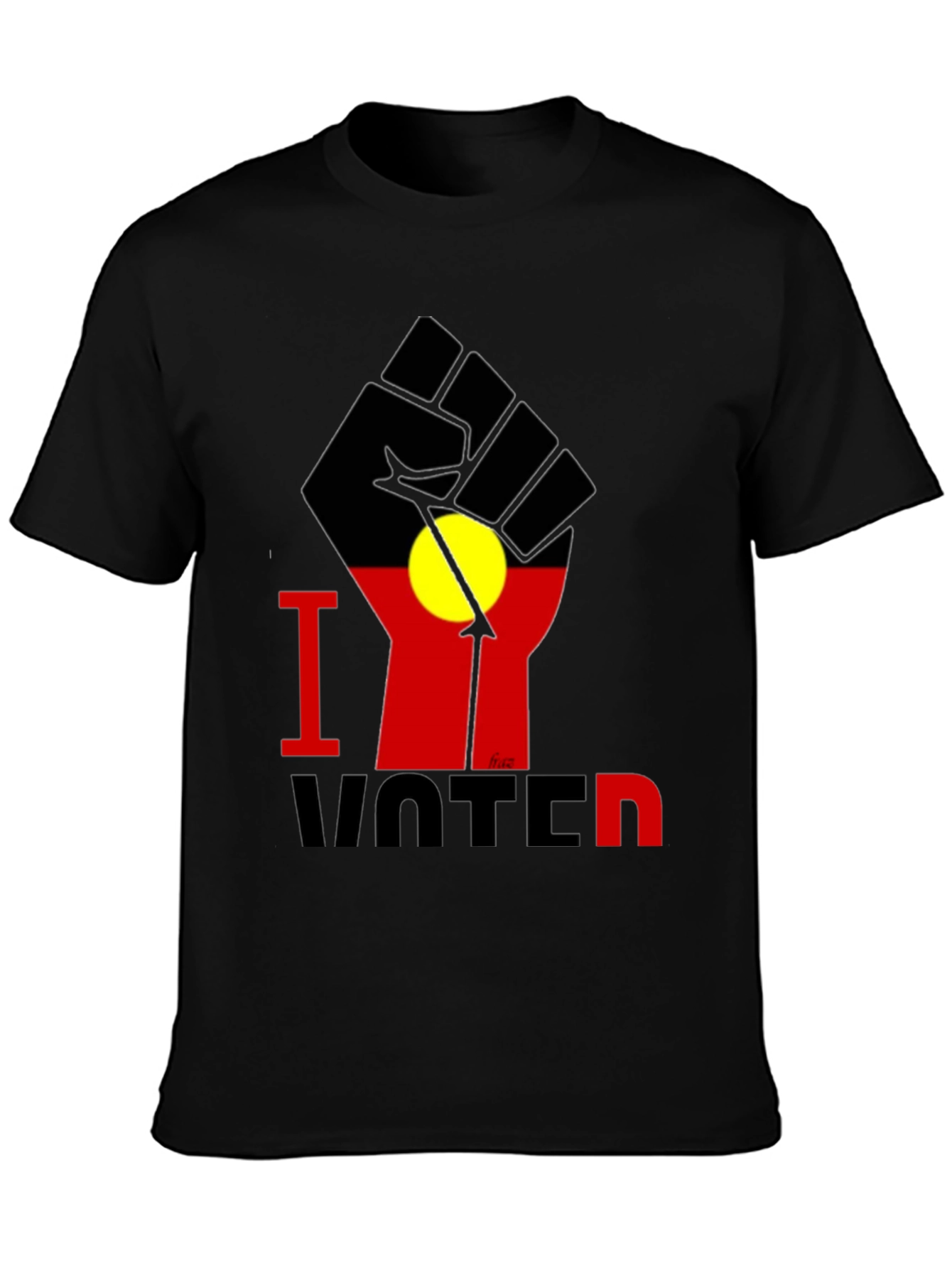 I Voted T-Shirt - Aboriginal Flag Fist Design