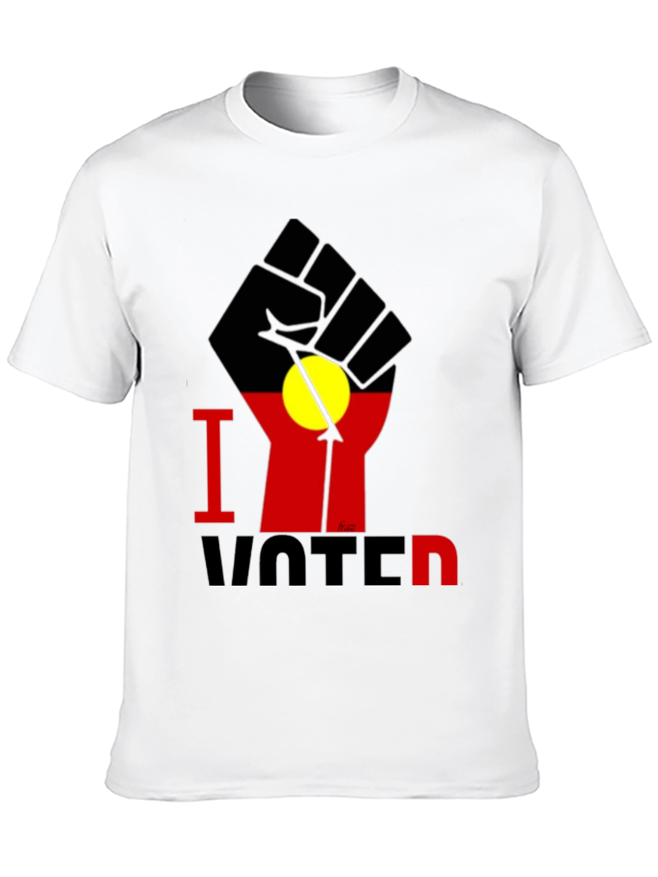 I Voted T-Shirt - Aboriginal Flag Fist Design