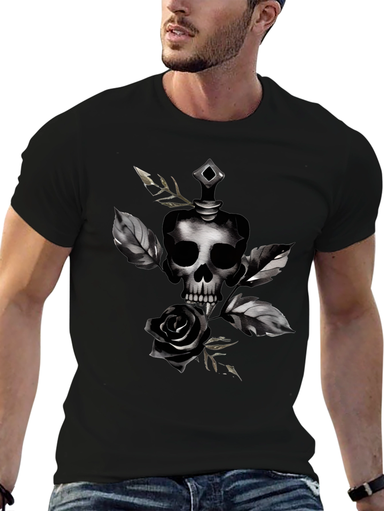 Skull & Rose Graphic Black T-Shirt