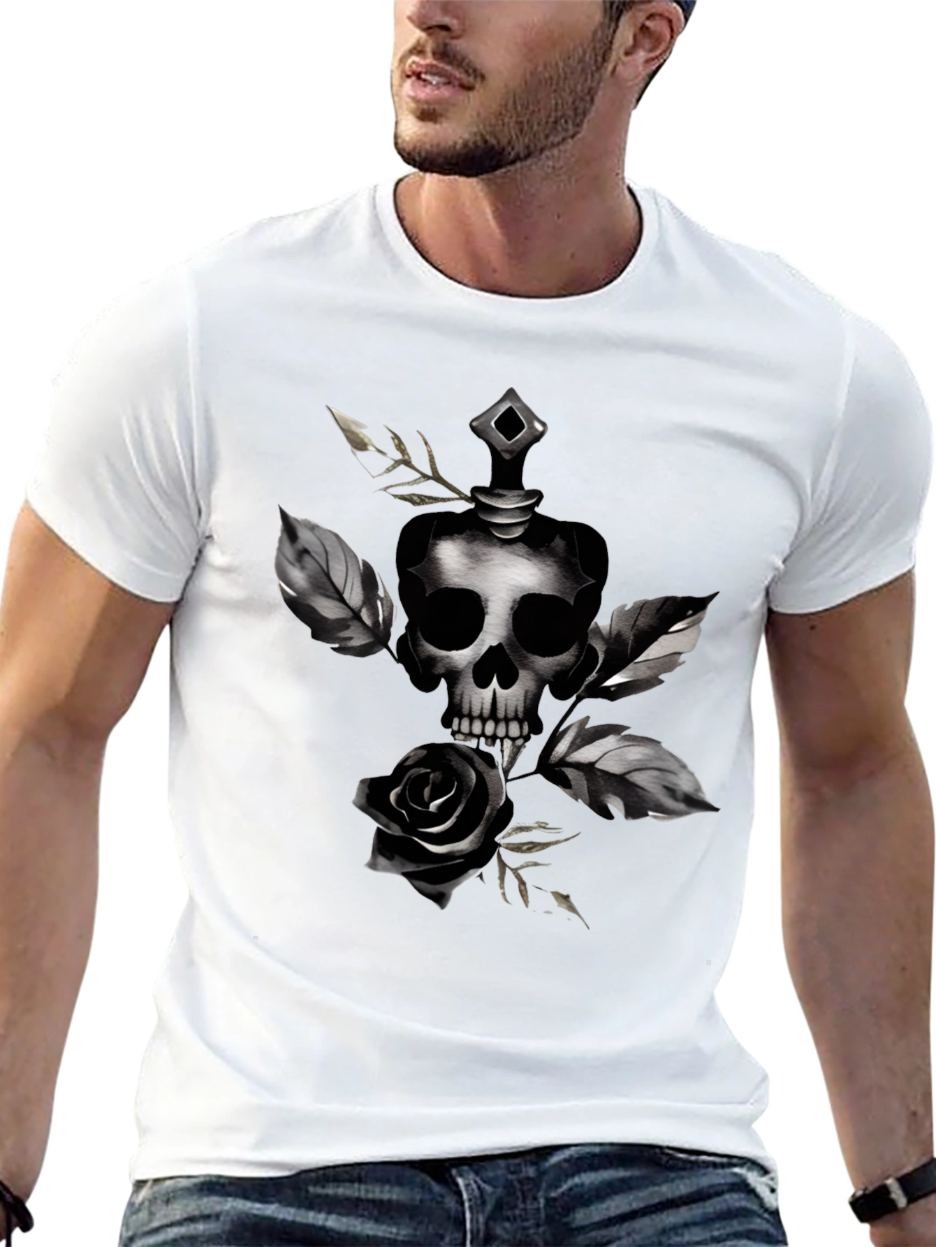 Skull & Rose Graphic Black T-Shirt