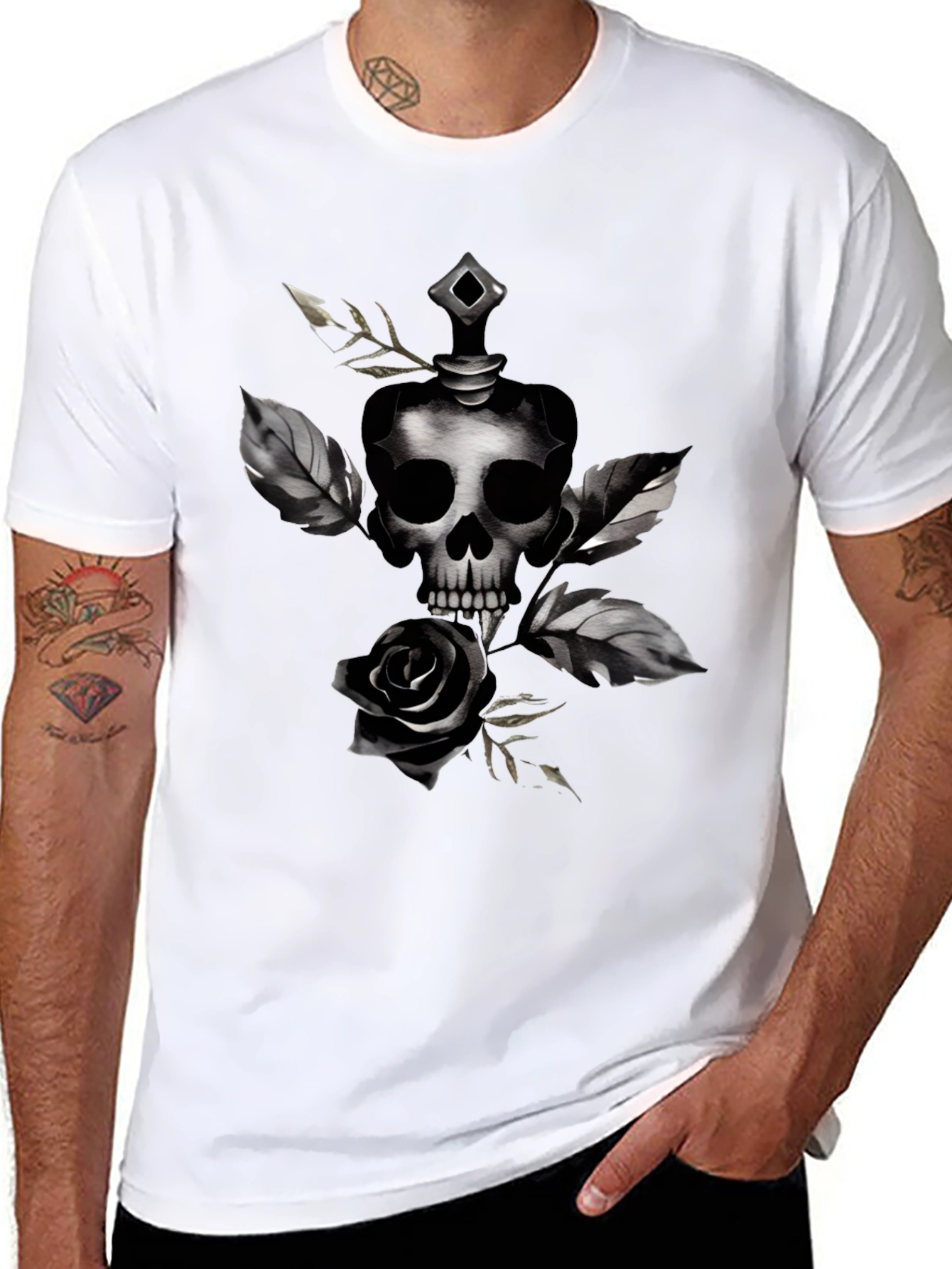 Skull & Rose Graphic Black T-Shirt