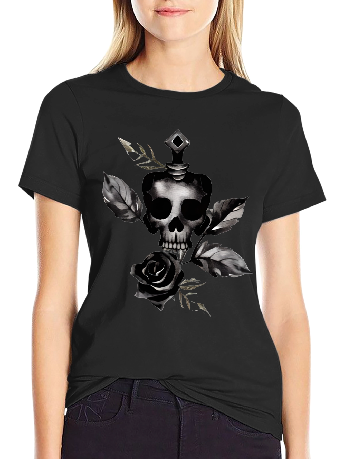 Skull & Rose Graphic Black T-Shirt