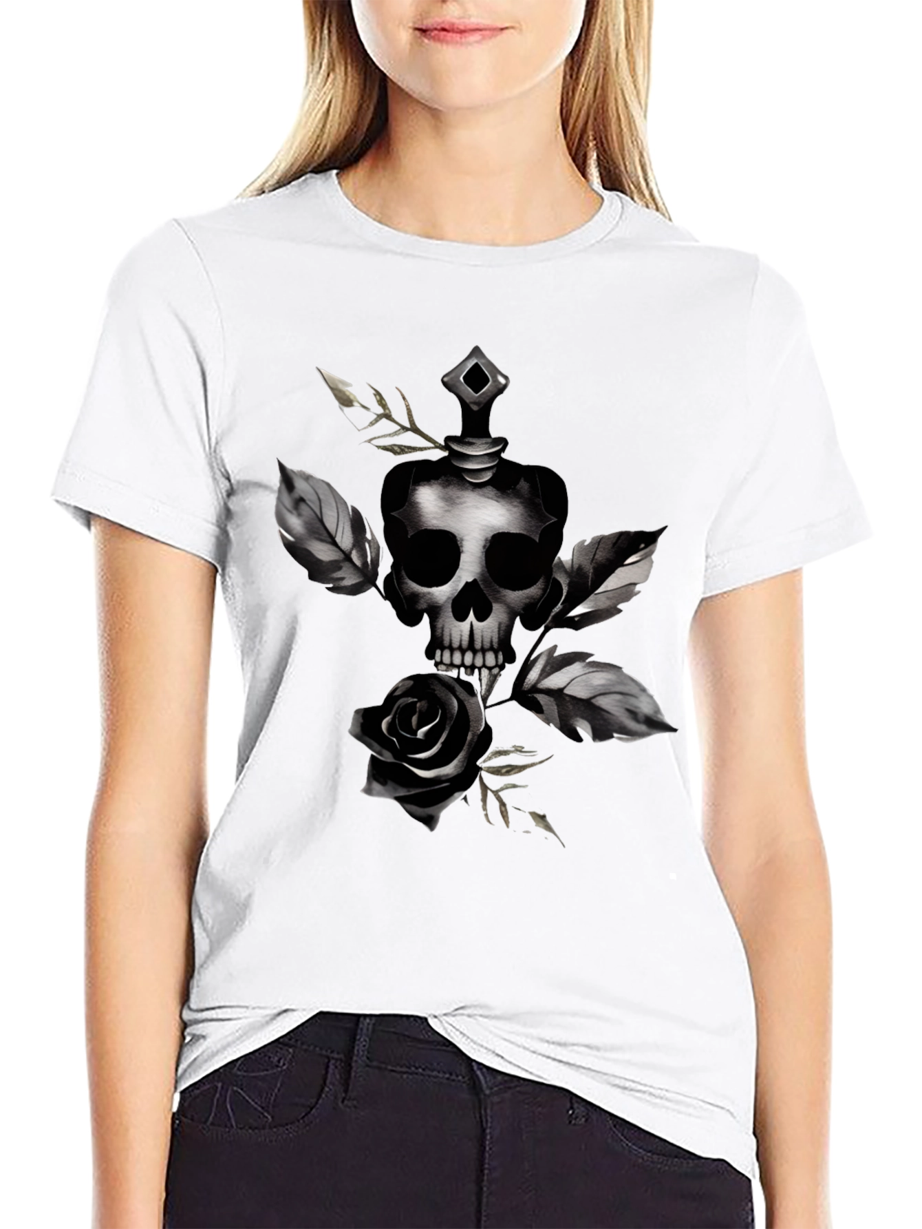 Skull & Rose Graphic Black T-Shirt