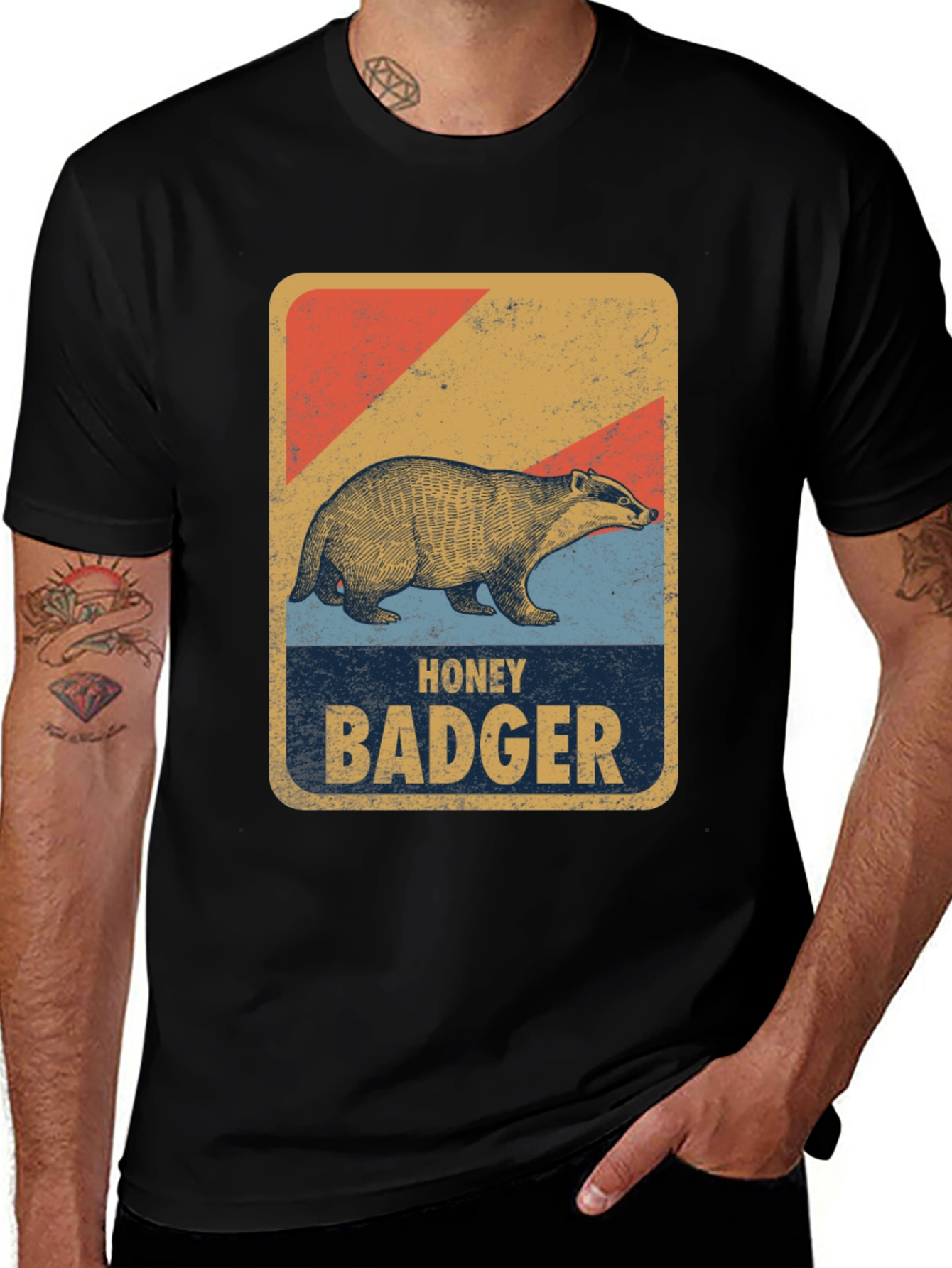 Honey Badger Retro Style Graphic Tee