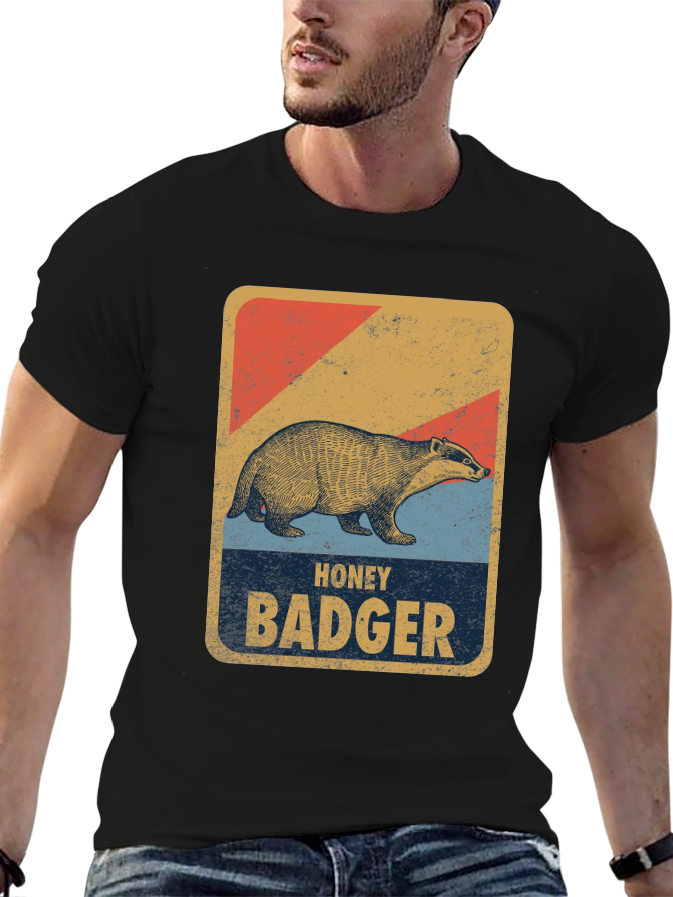 Honey Badger Retro Style Graphic Tee