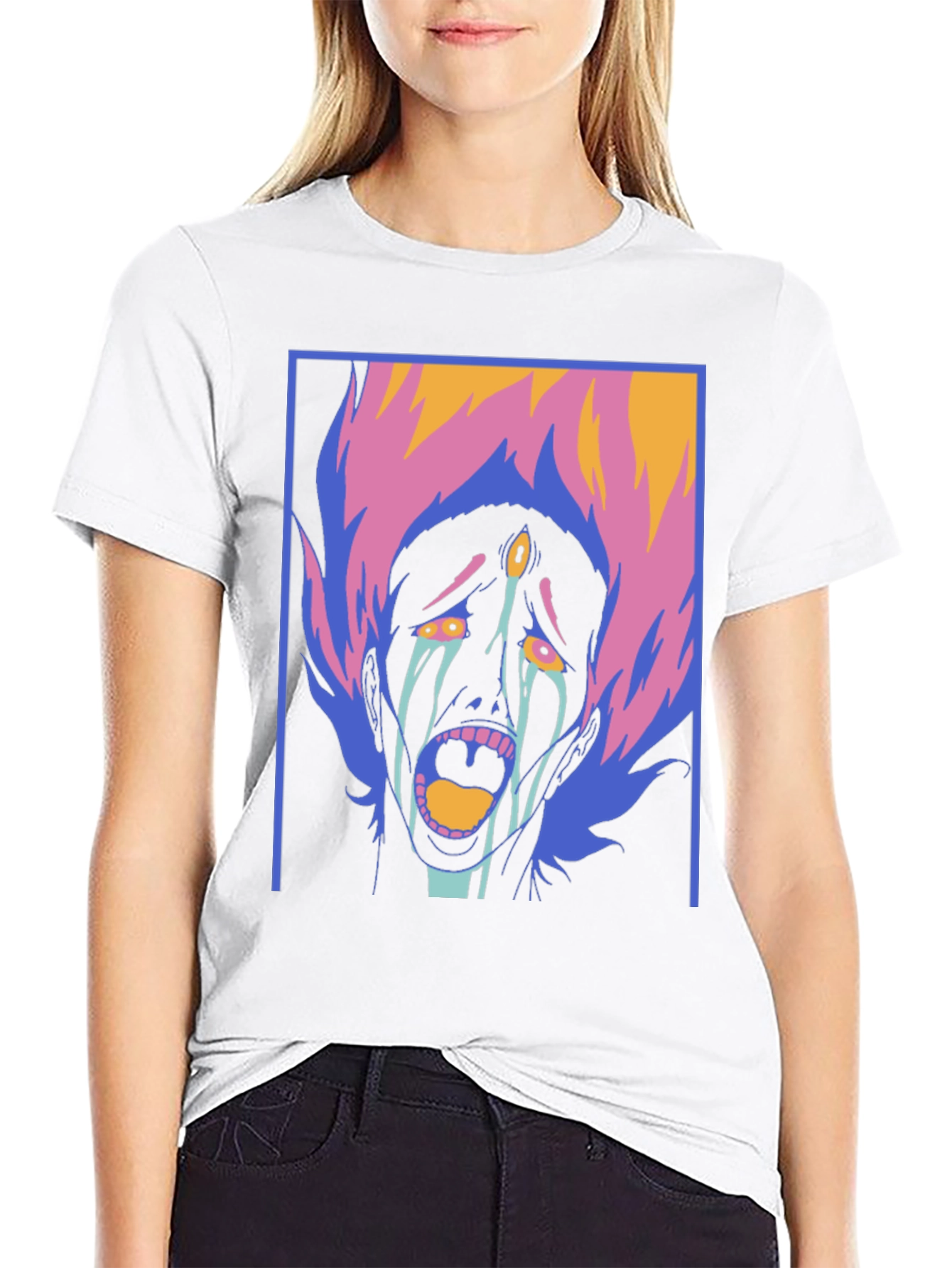 Graphic Print Tee - Screaming Face Design