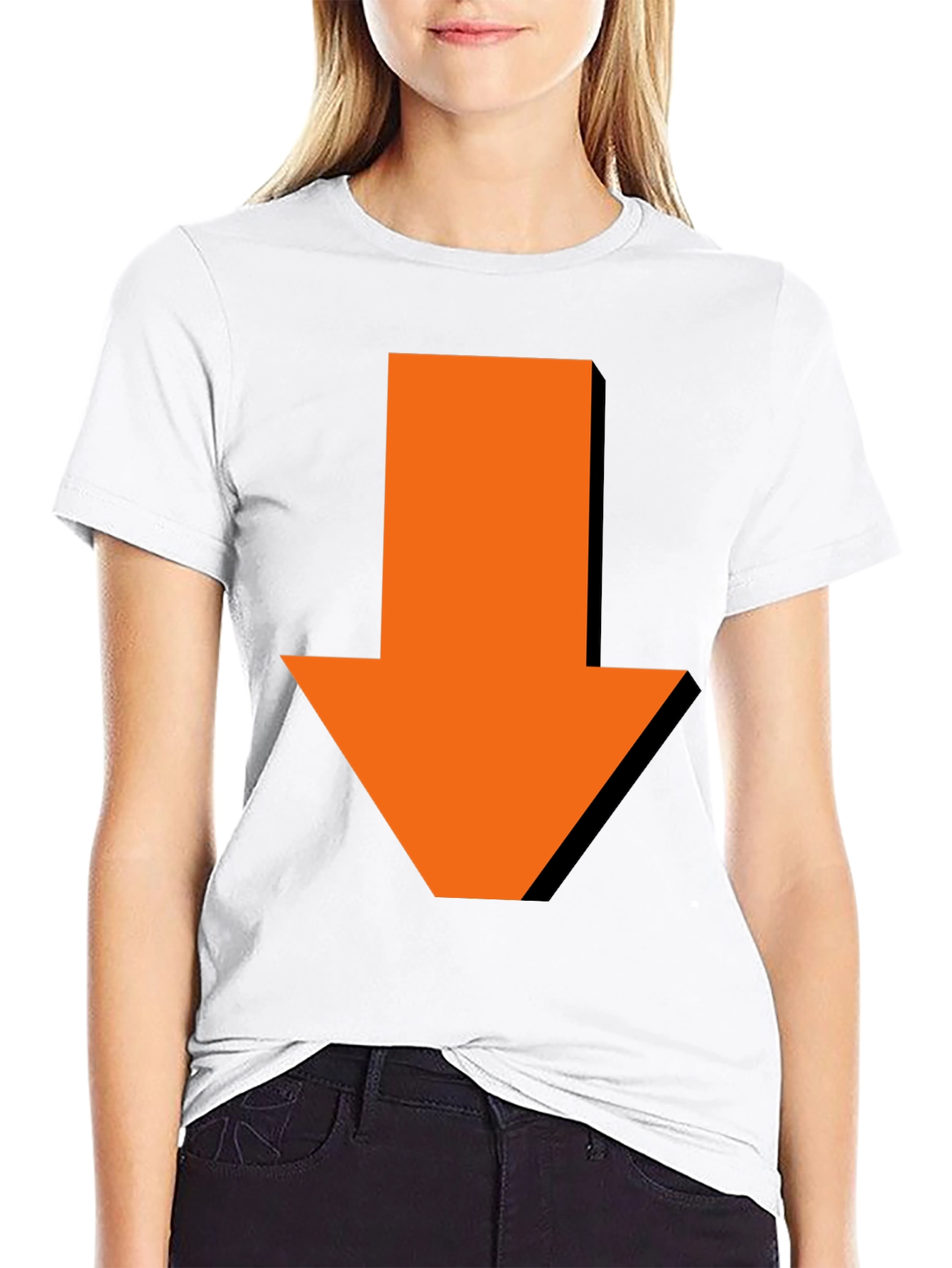Down Arrow Graphic Tee - Casual Black T-Shirt
