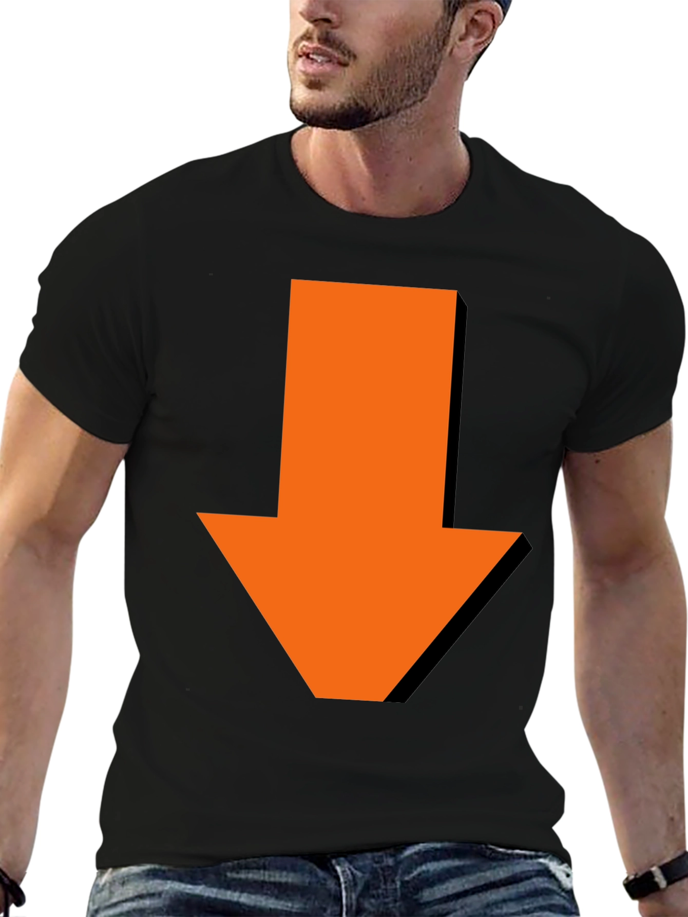 Down Arrow Graphic Tee - Casual Black T-Shirt