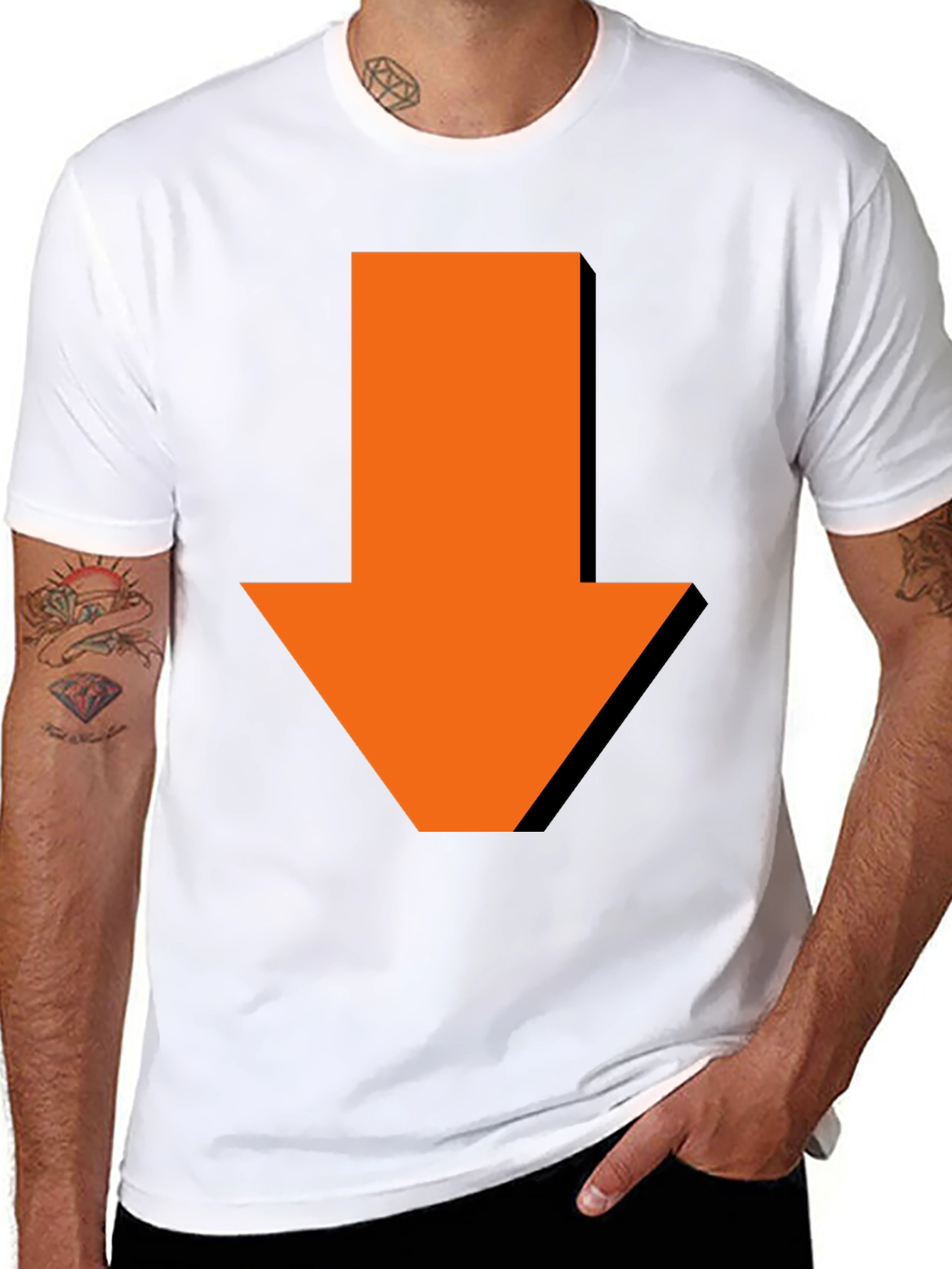 Down Arrow Graphic Tee - Casual Black T-Shirt