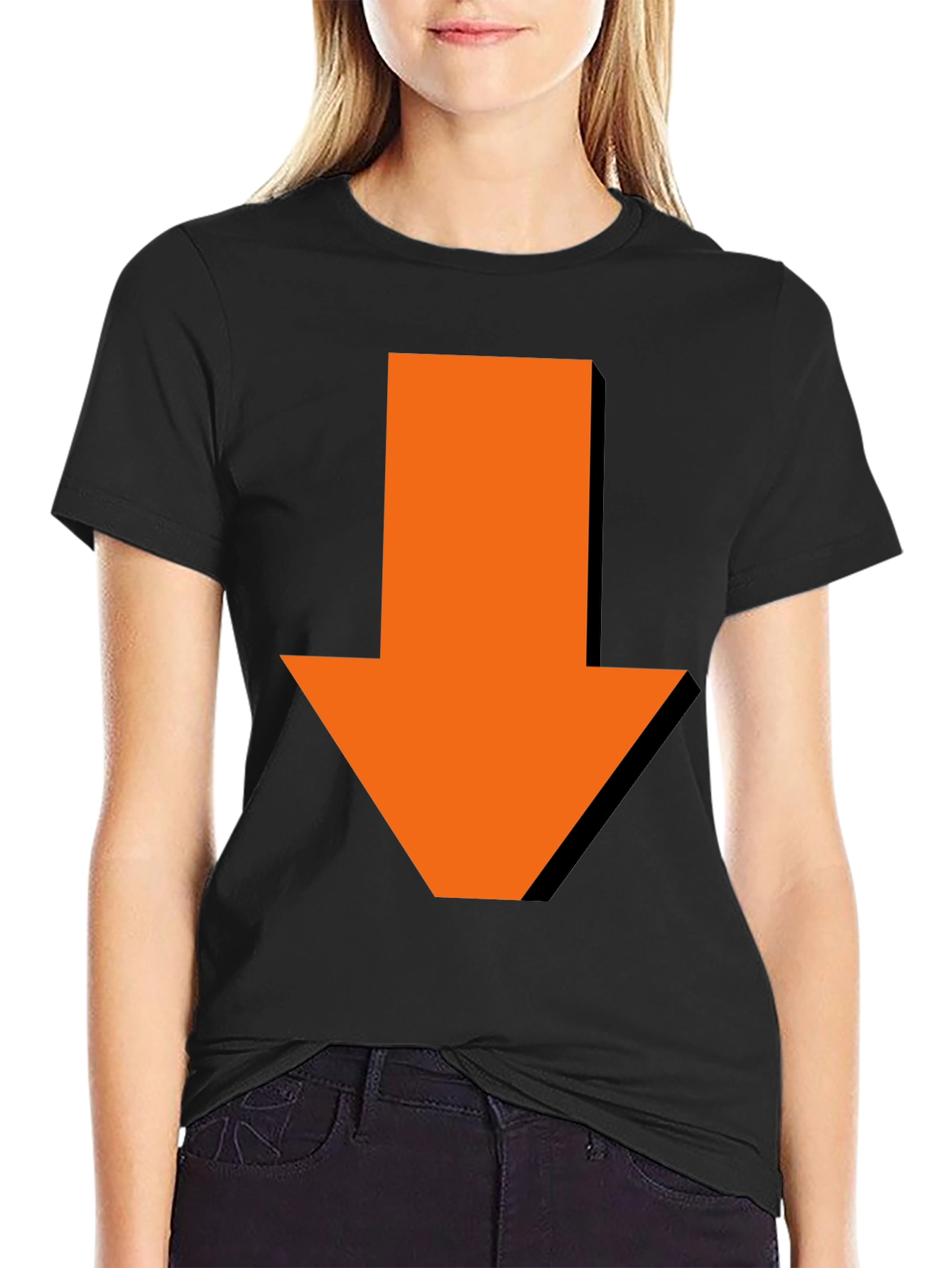 Down Arrow Graphic Tee - Casual Black T-Shirt