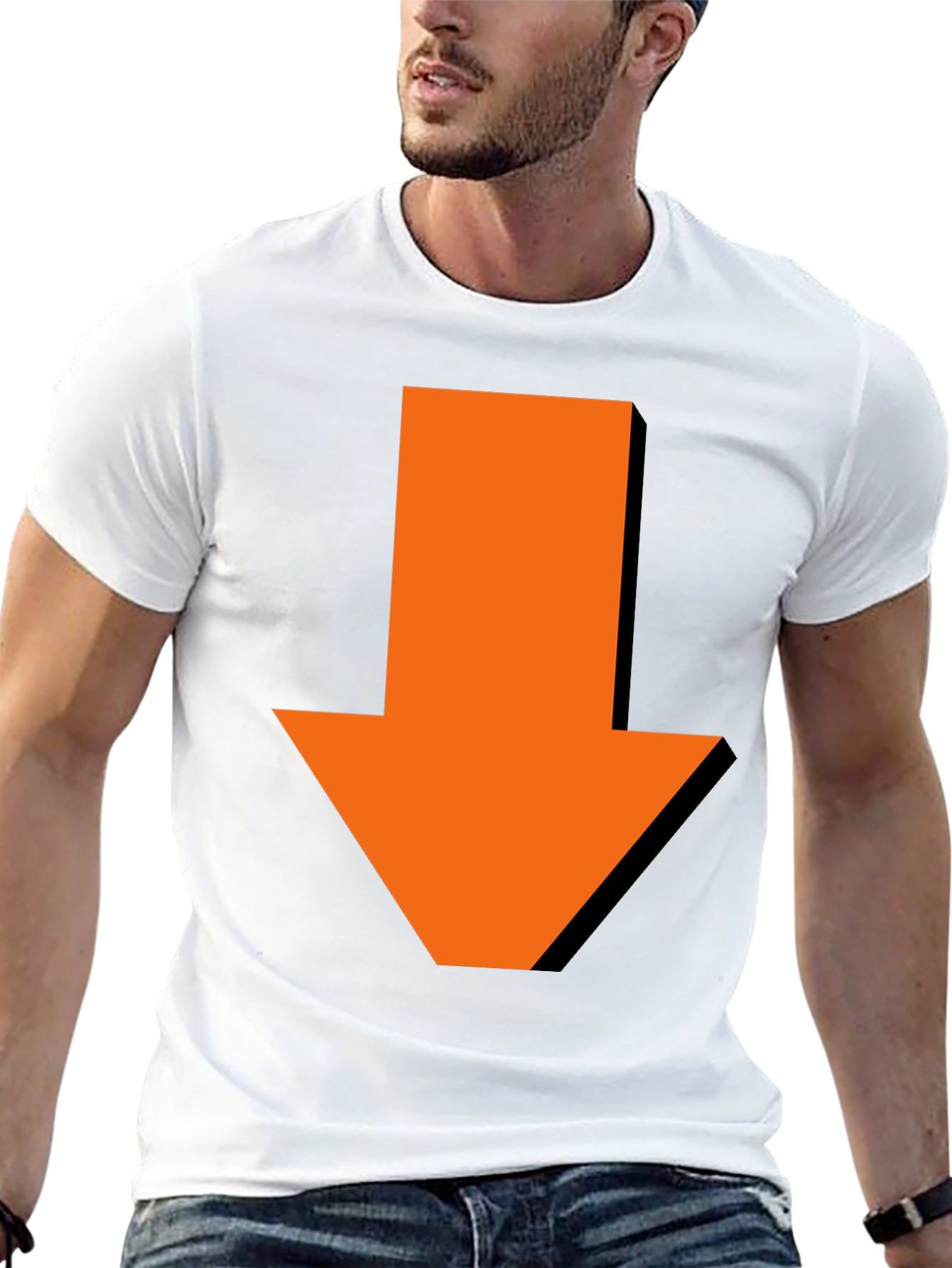 Down Arrow Graphic Tee - Casual Black T-Shirt