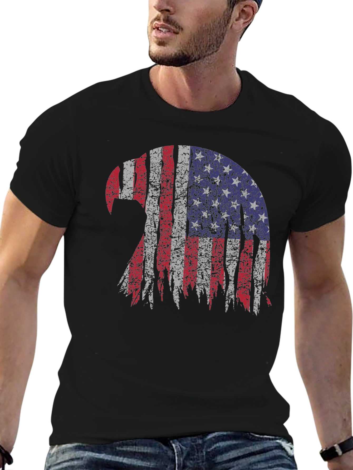 Patriotic Eagle USA Flag Graphic T-Shirt