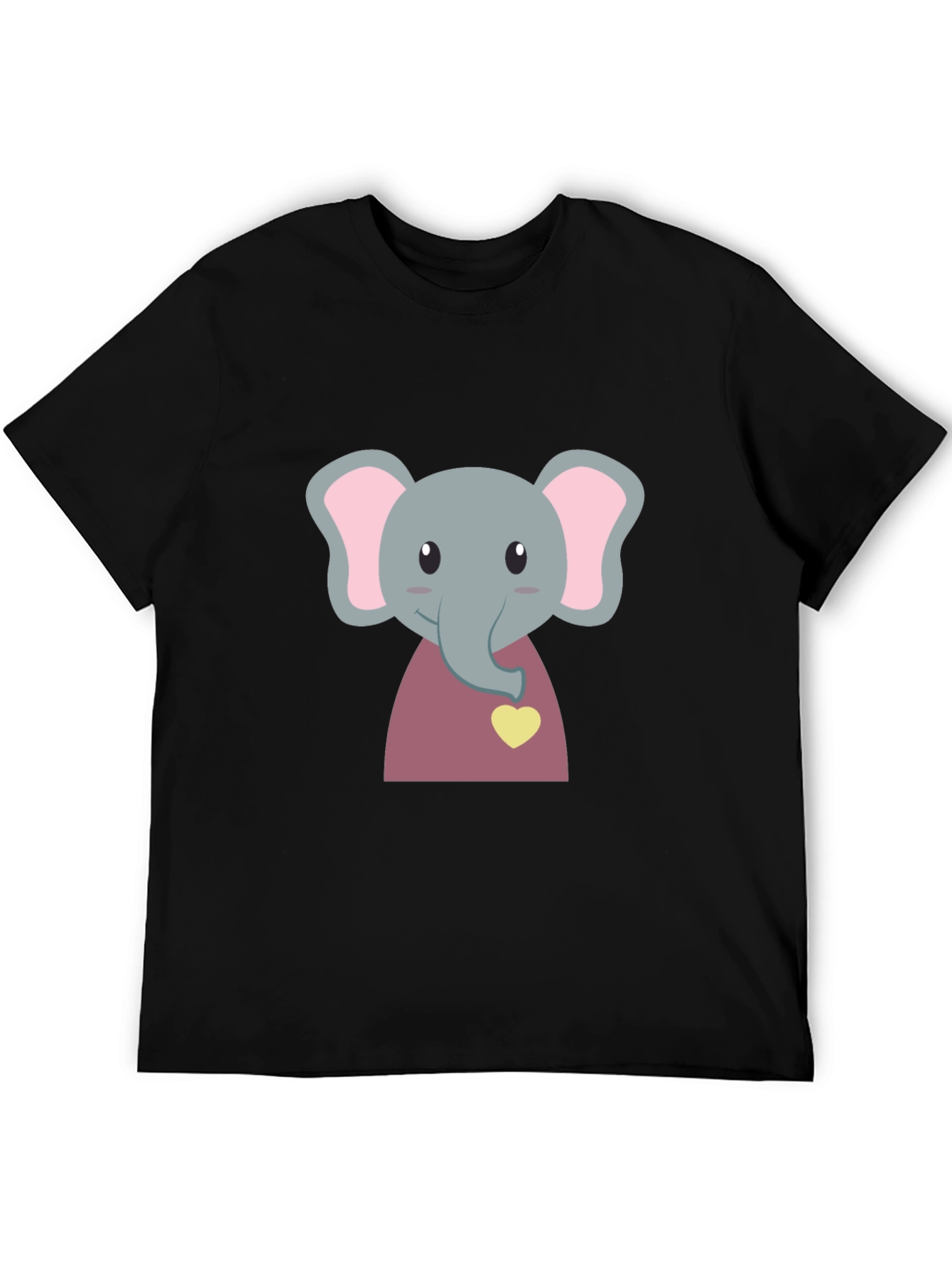 Cute Elephant T-Shirt - Black Cotton Tee