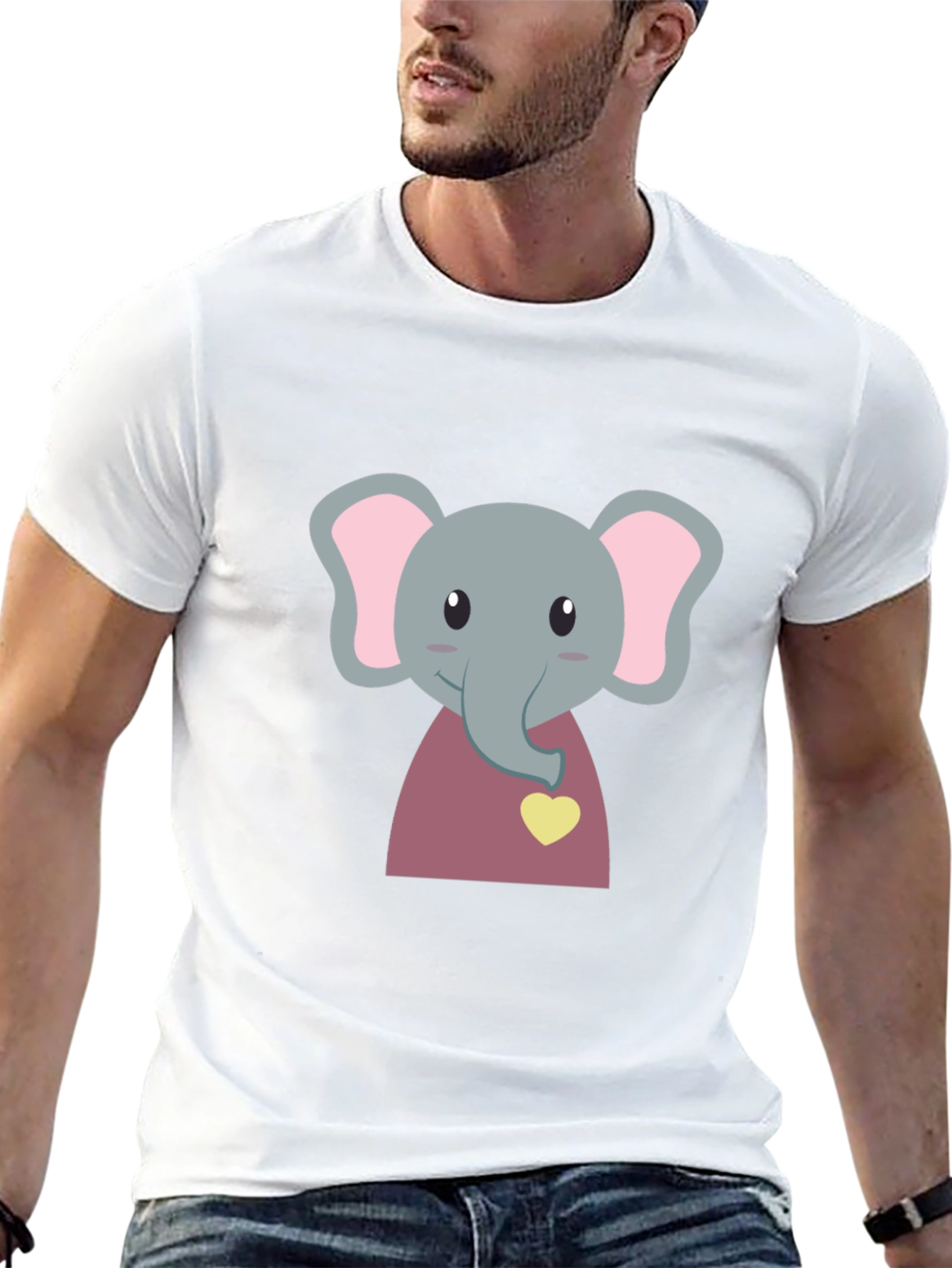 Cute Elephant T-Shirt - Black Cotton Tee