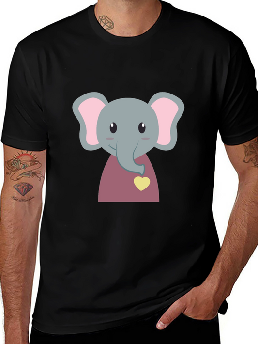 Cute Elephant T-Shirt - Black Cotton Tee