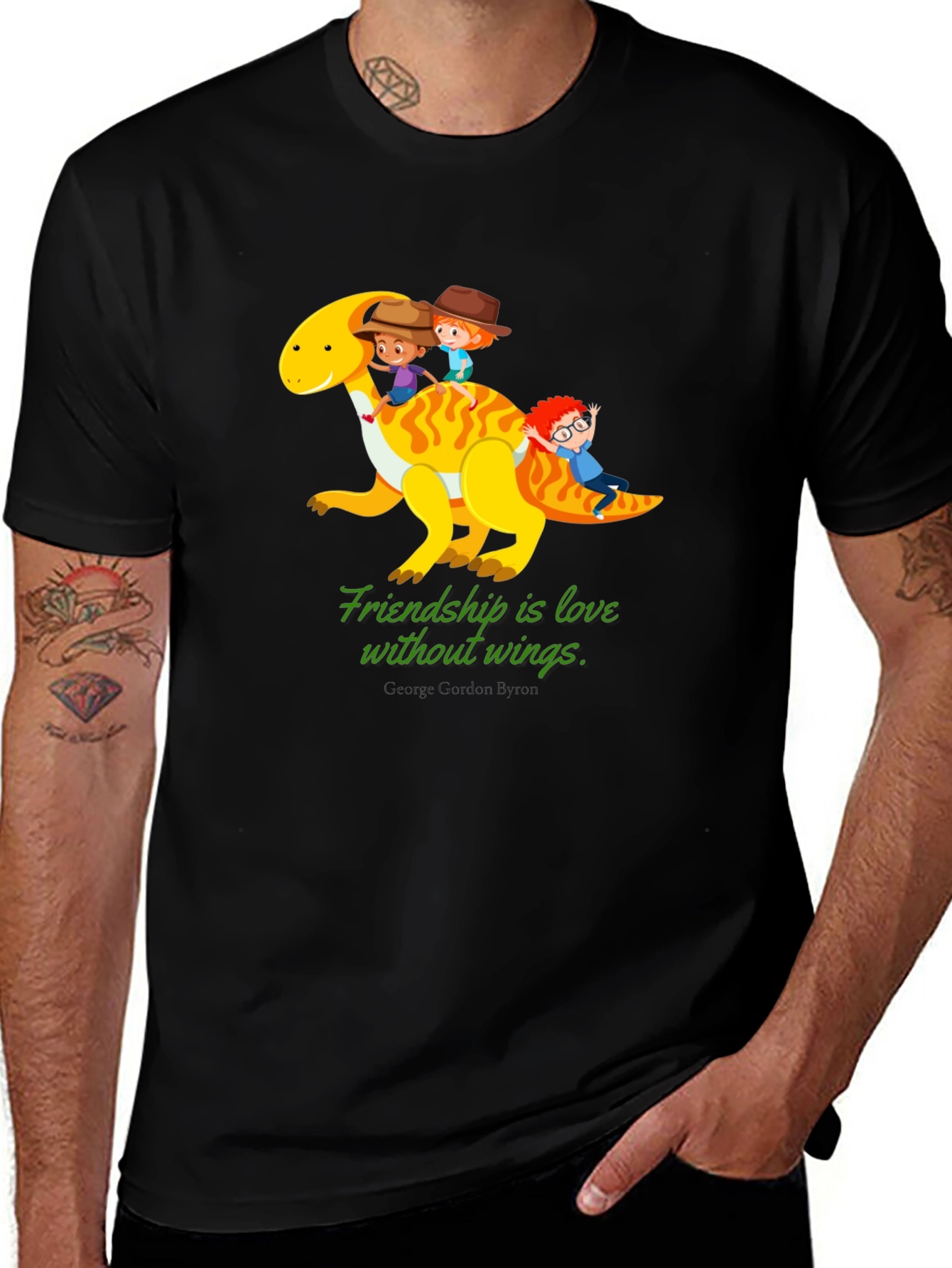 Friendship Dinosaur Kids Black Graphic T-Shirt