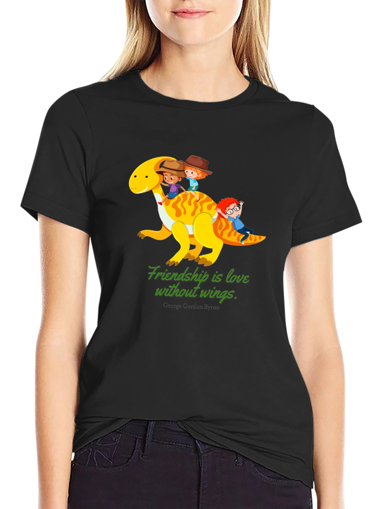 Friendship Dinosaur Kids Black Graphic T-Shirt