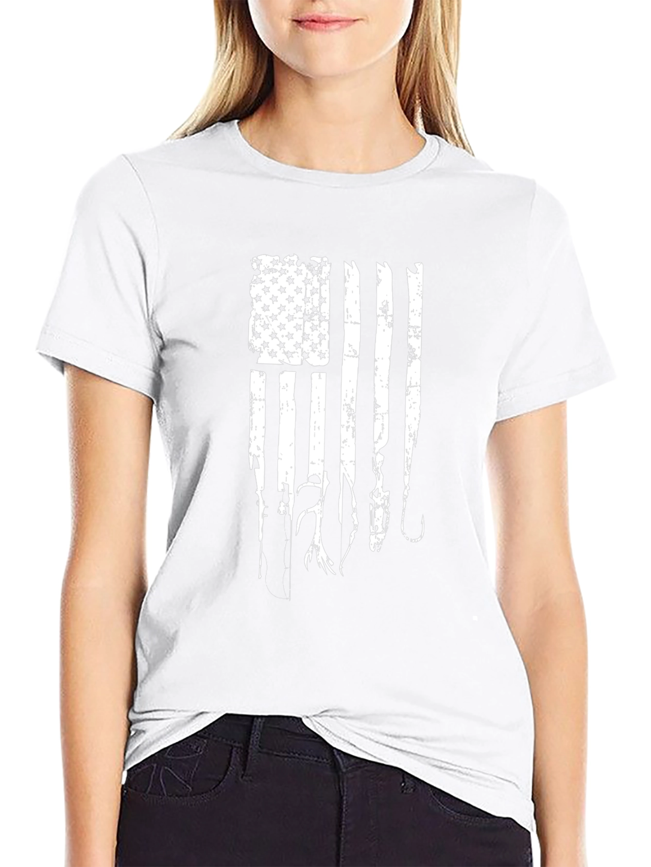 Distressed American Flag Fishing T-Shirt