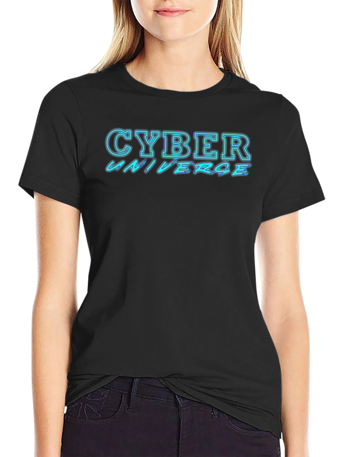 Cyber Universe Graphic T-Shirt - Black