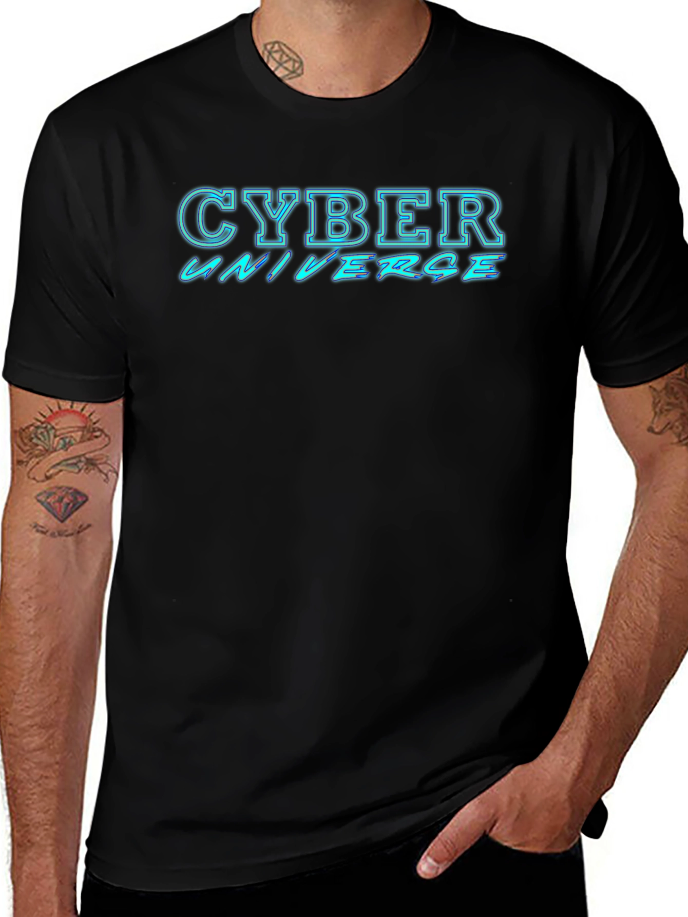 Cyber Universe Graphic T-Shirt - Black