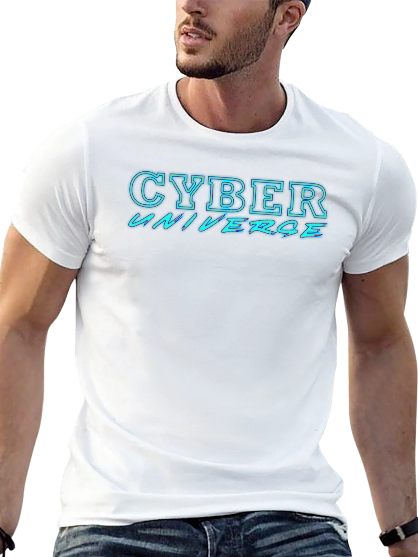 Cyber Universe Graphic T-Shirt - Black