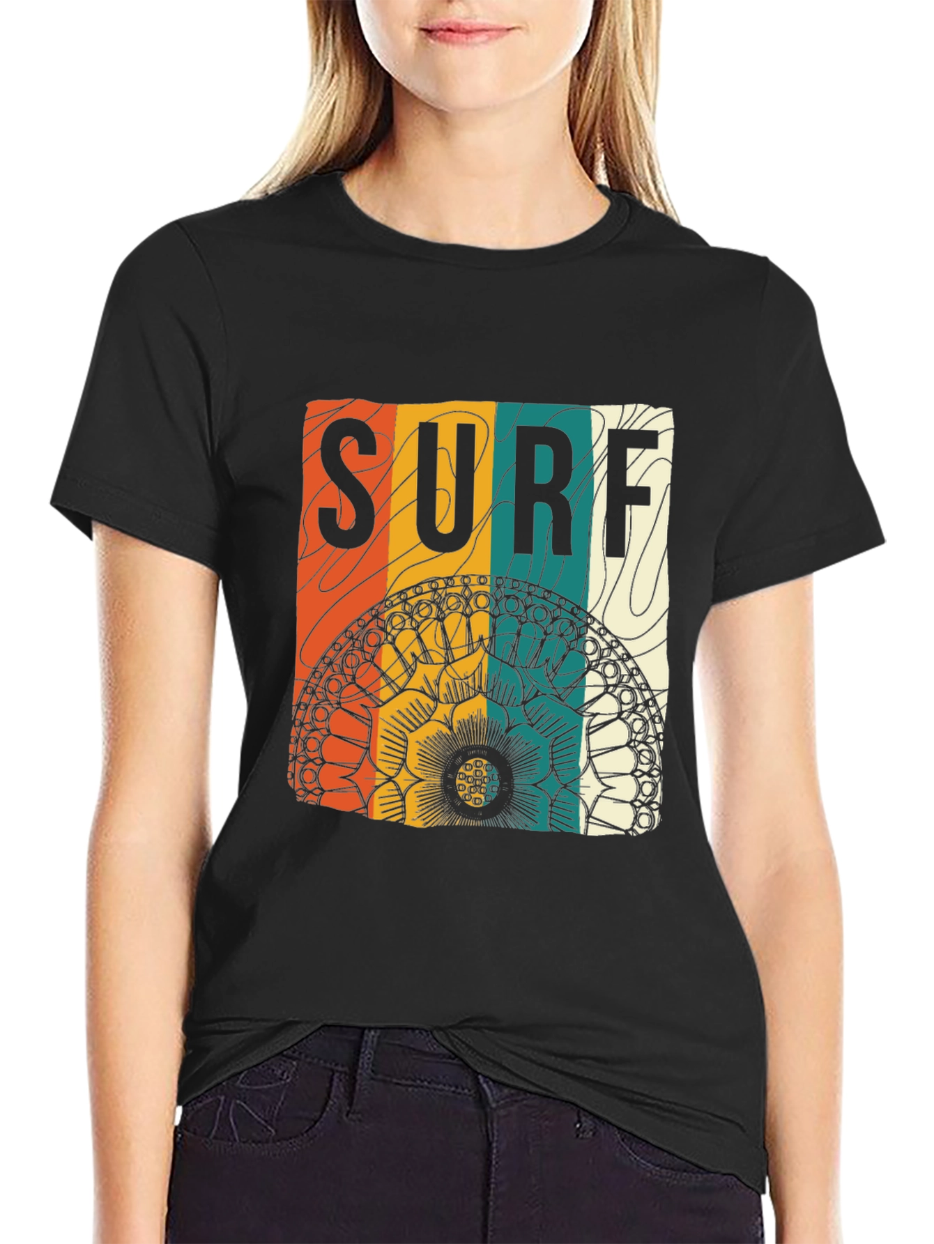 Surf Mandala Graphic Tee - Black