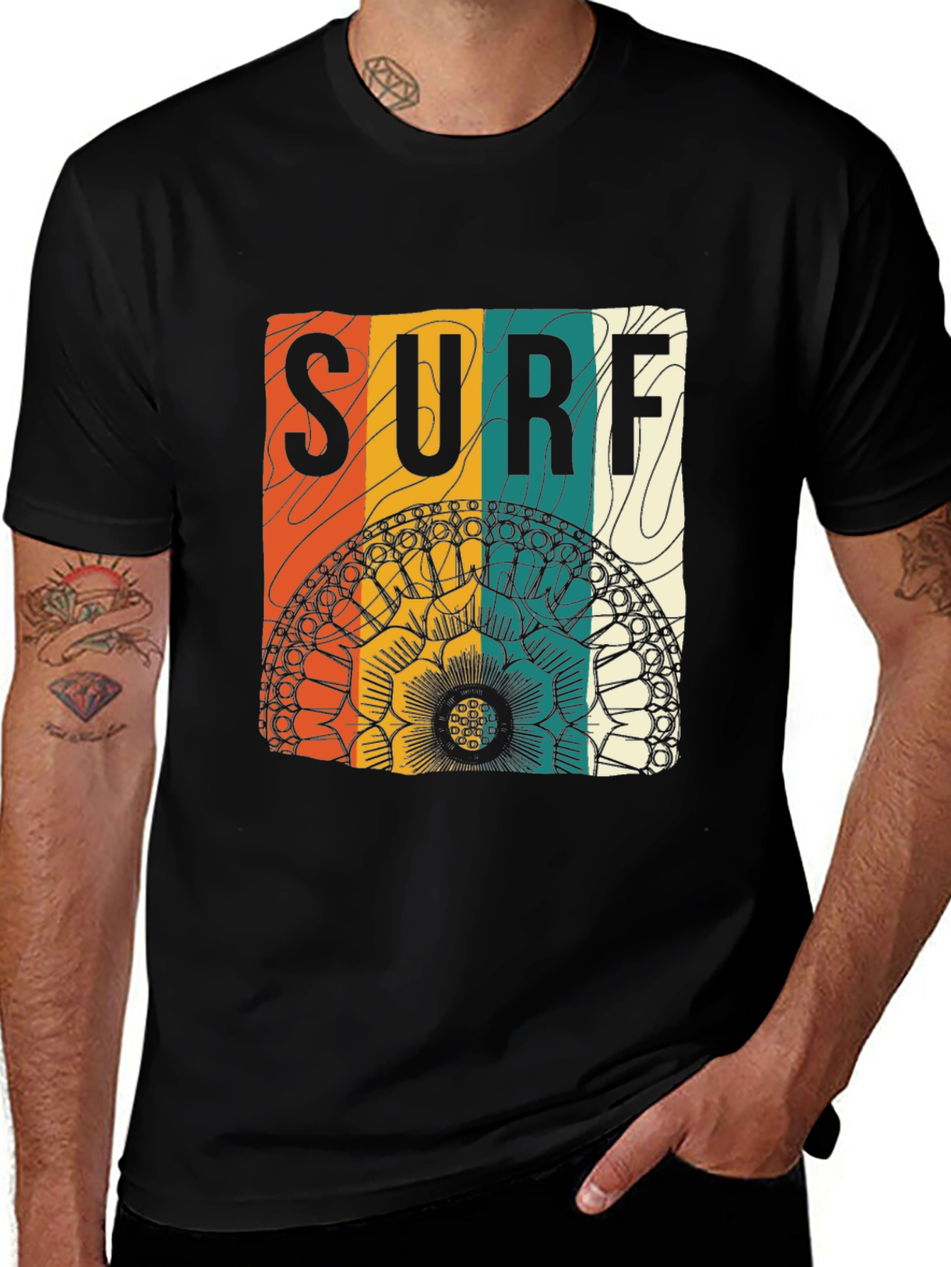 Surf Mandala Graphic Tee - Black