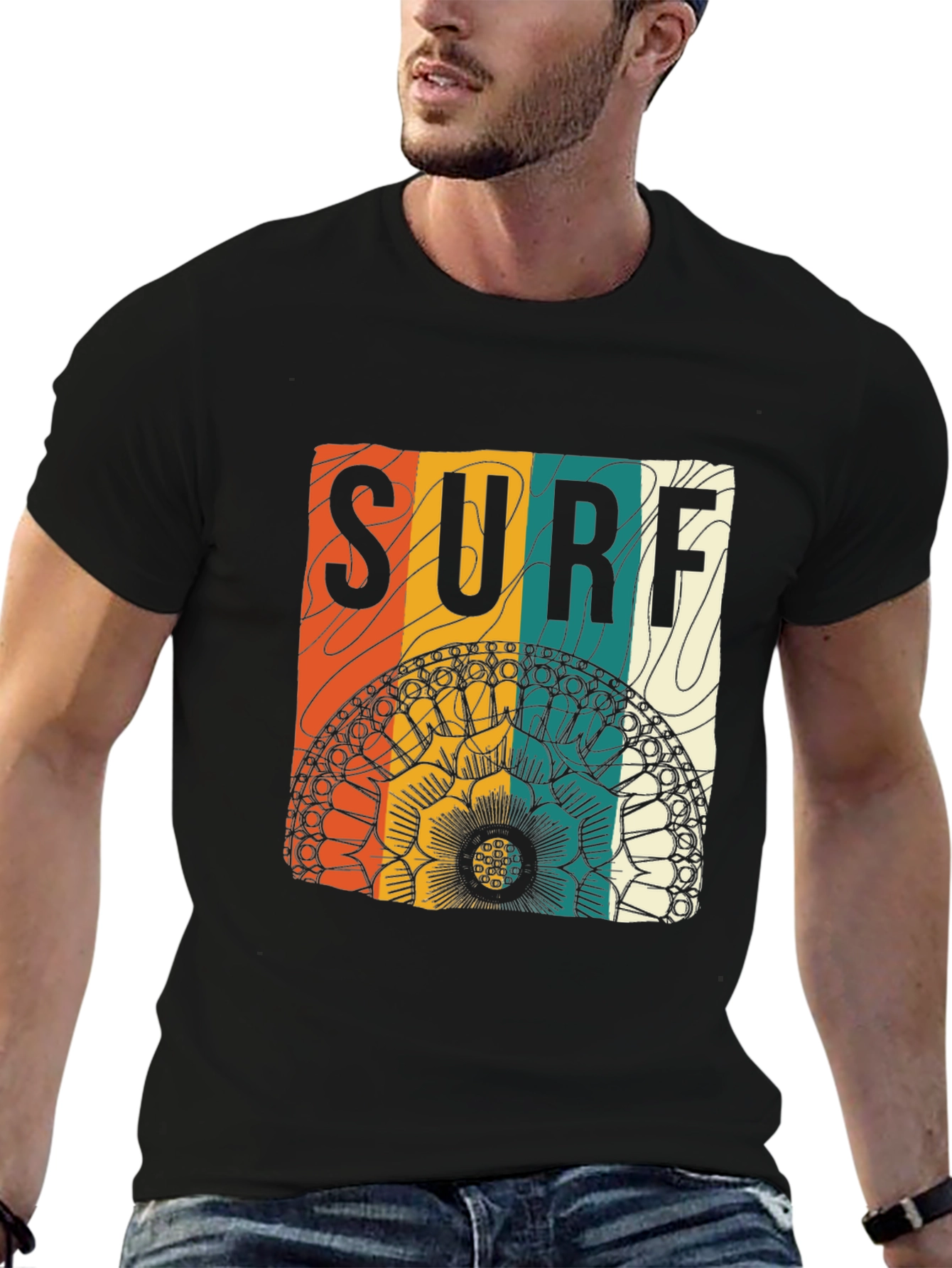 Surf Mandala Graphic Tee - Black