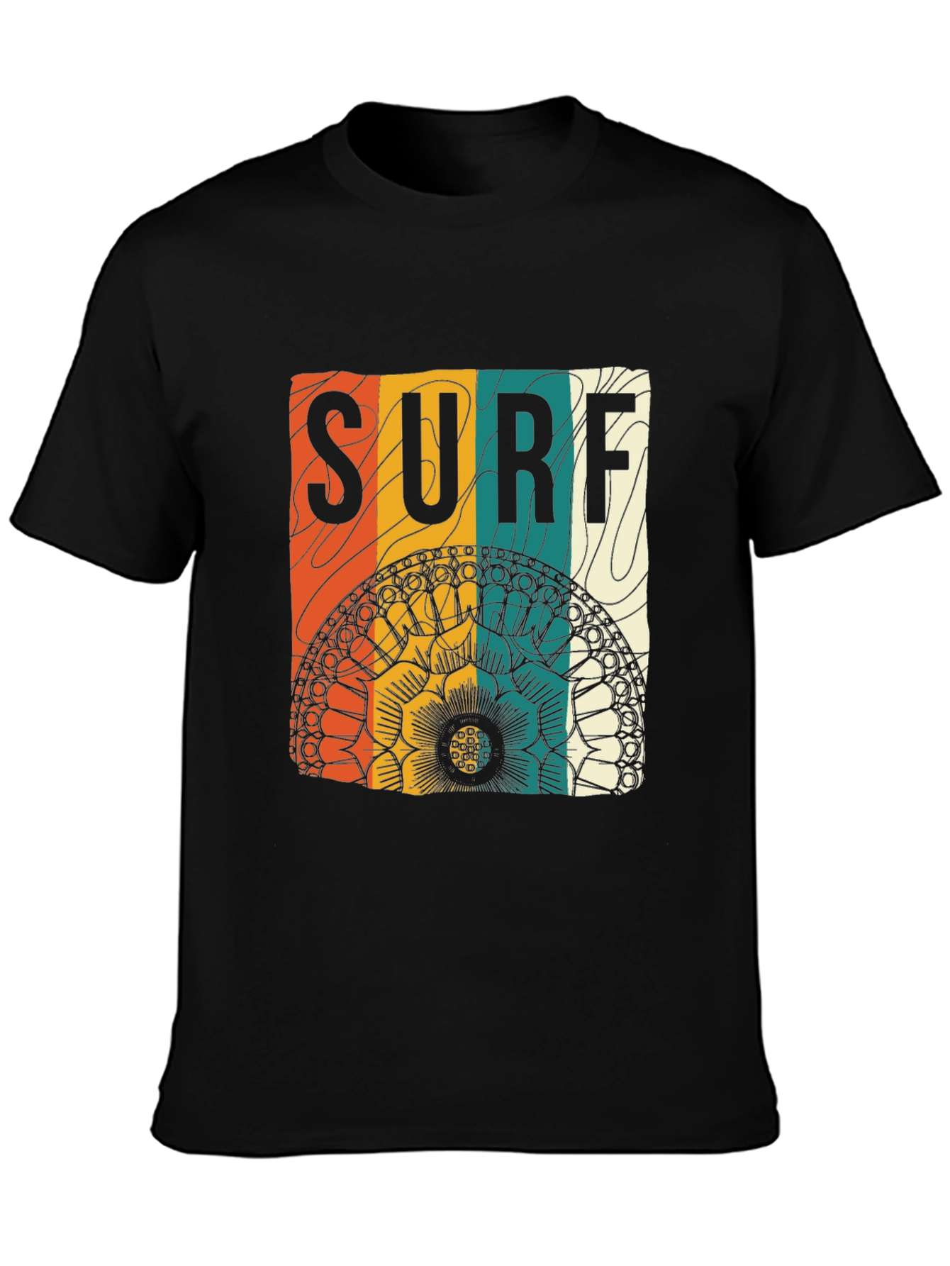Surf Mandala Graphic Tee - Black
