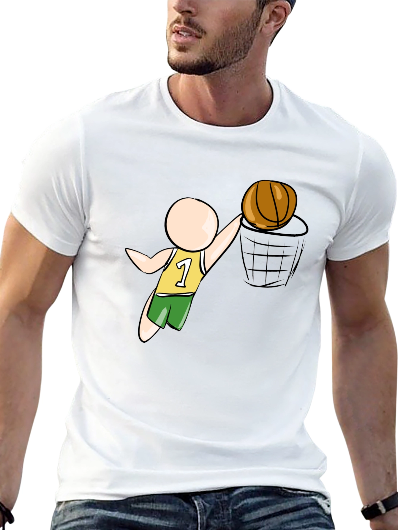 Cartoon Basketball Player Black T-Shirt