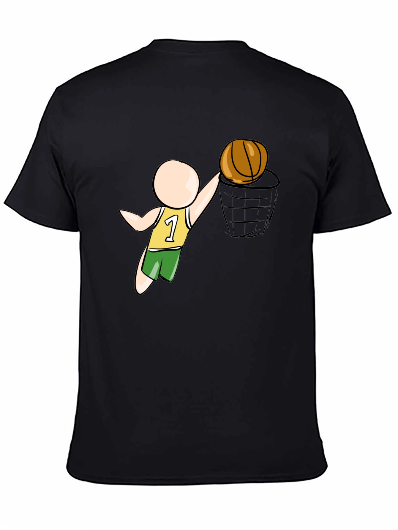 Cartoon Basketball Player Black T-Shirt