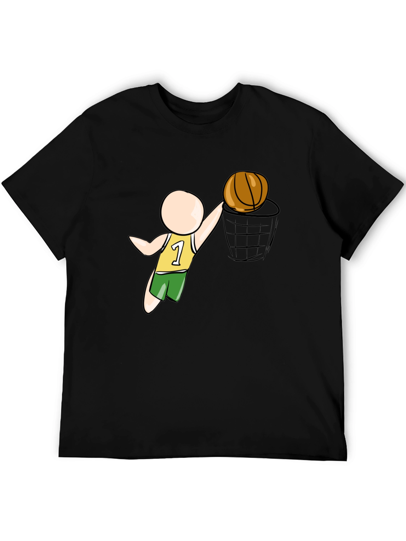 Cartoon Basketball Player Black T-Shirt