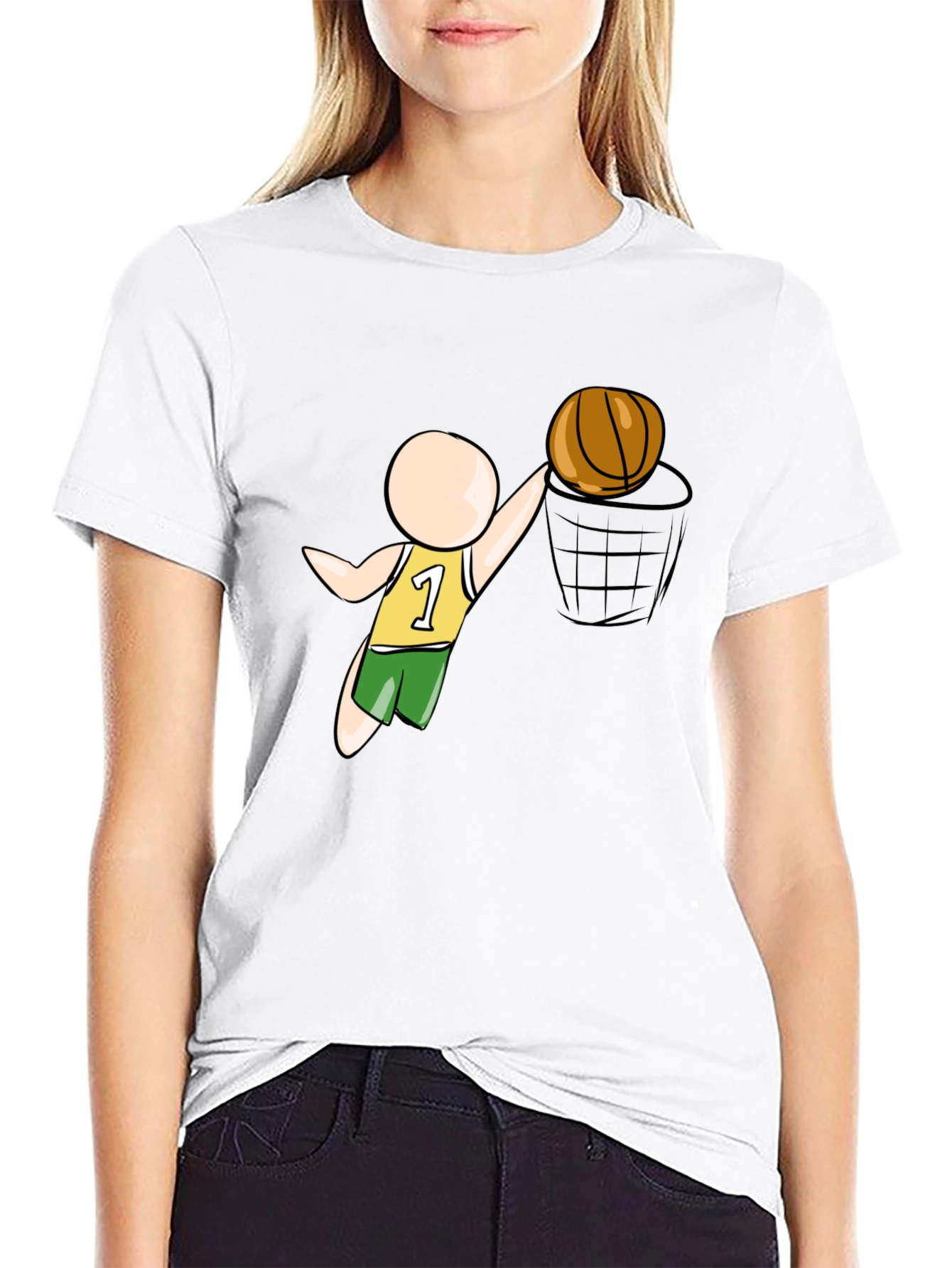 Cartoon Basketball Player Black T-Shirt