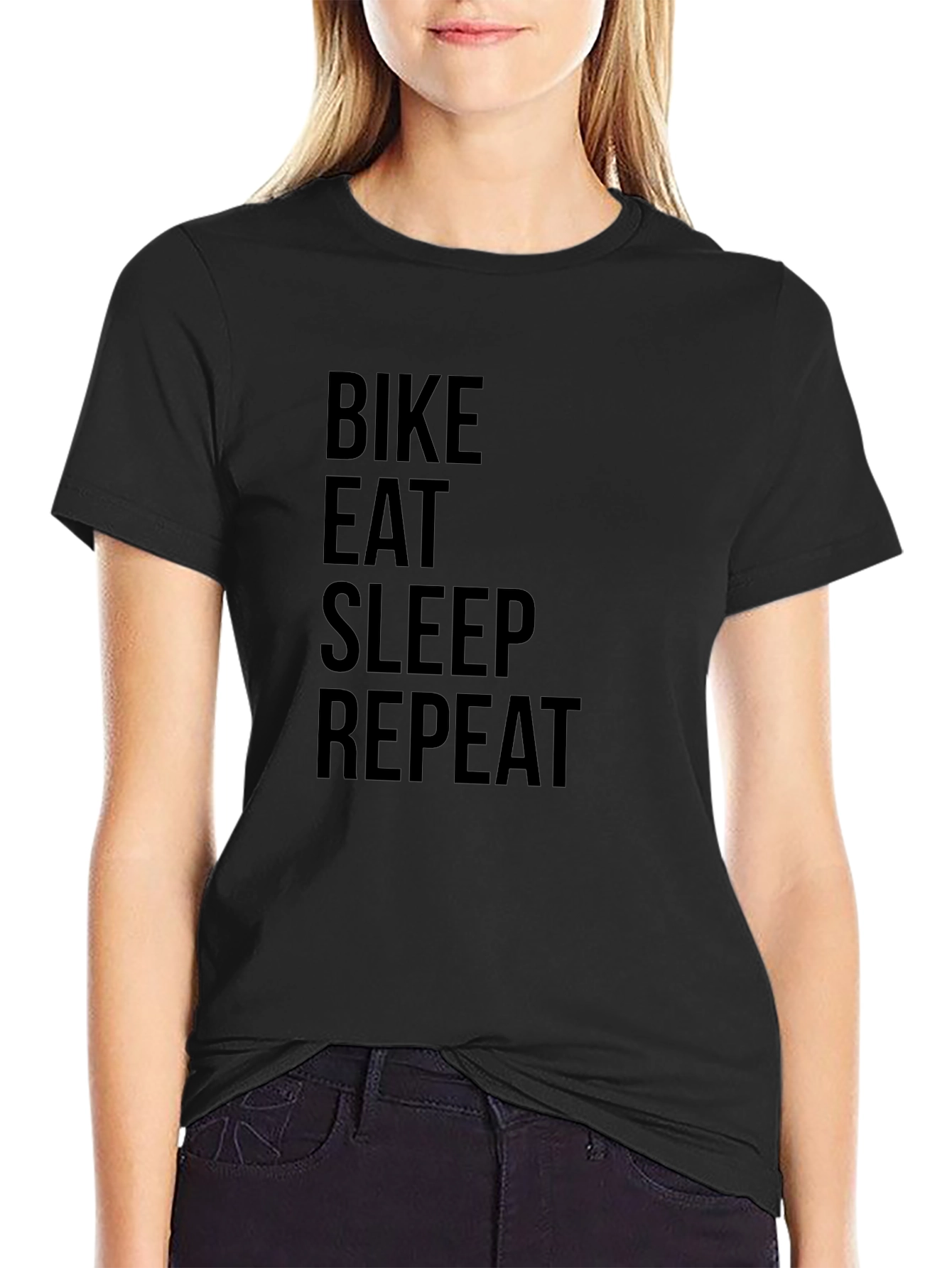 Bike Eat Sleep Repeat Black Graphic Tee