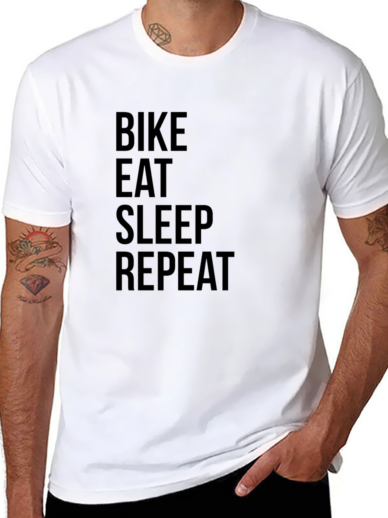 Bike Eat Sleep Repeat Black Graphic Tee