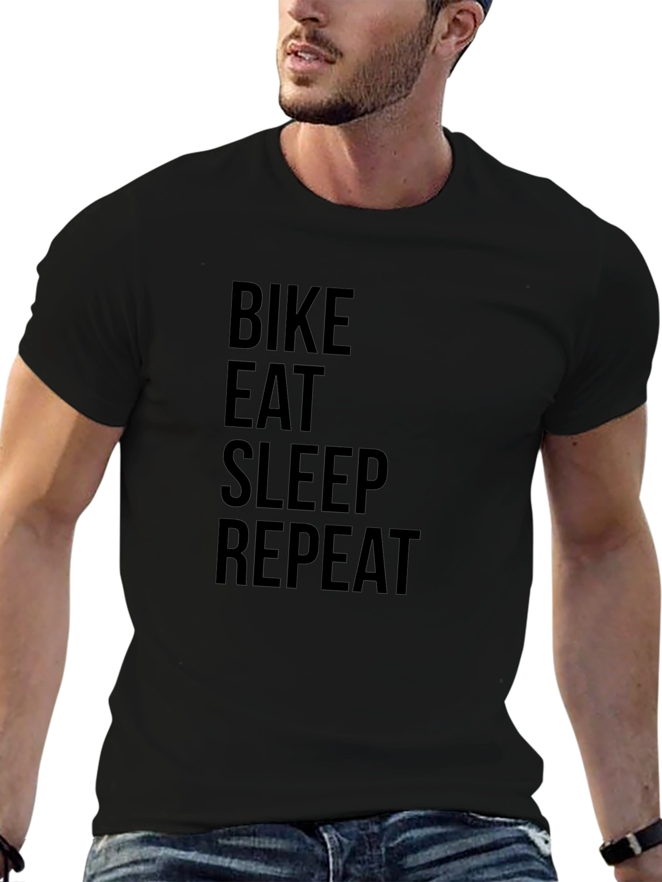 Bike Eat Sleep Repeat Black Graphic Tee