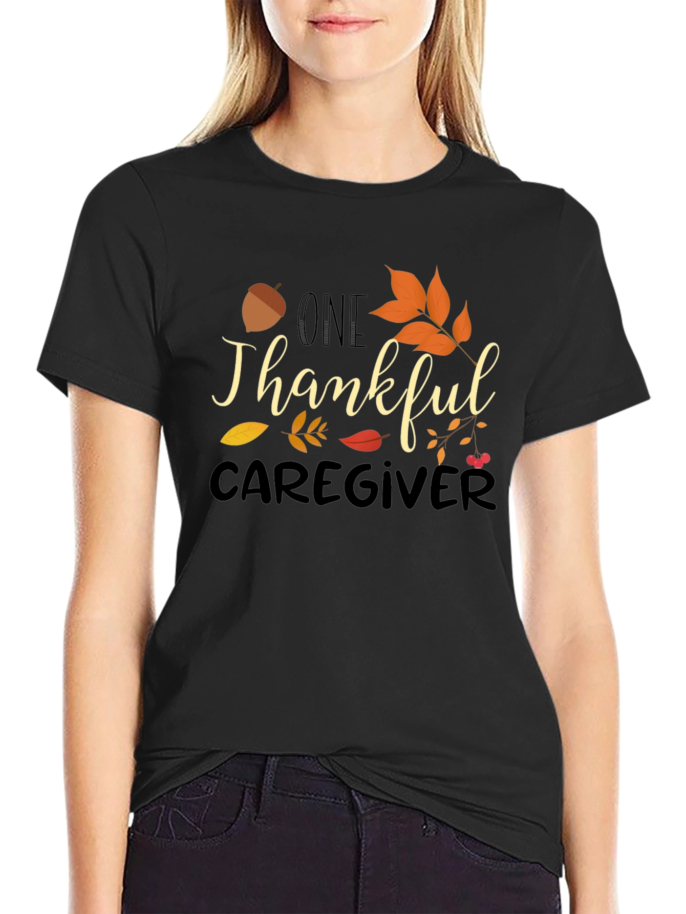 Thankful Caregiver T-Shirt - Fall Themed Design