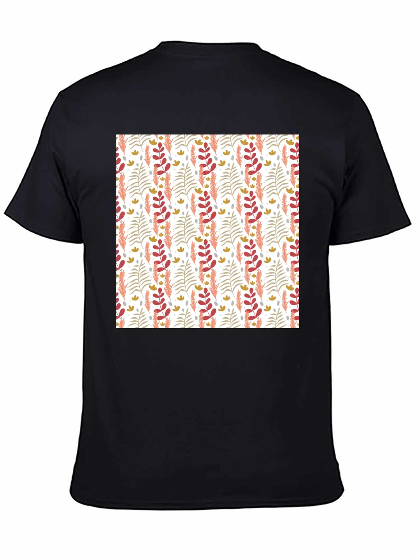 Patterned Leaf Print Crew Neck T-Shirt