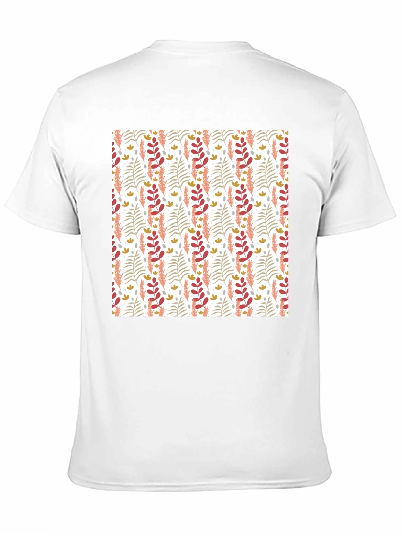 Patterned Leaf Print Crew Neck T-Shirt