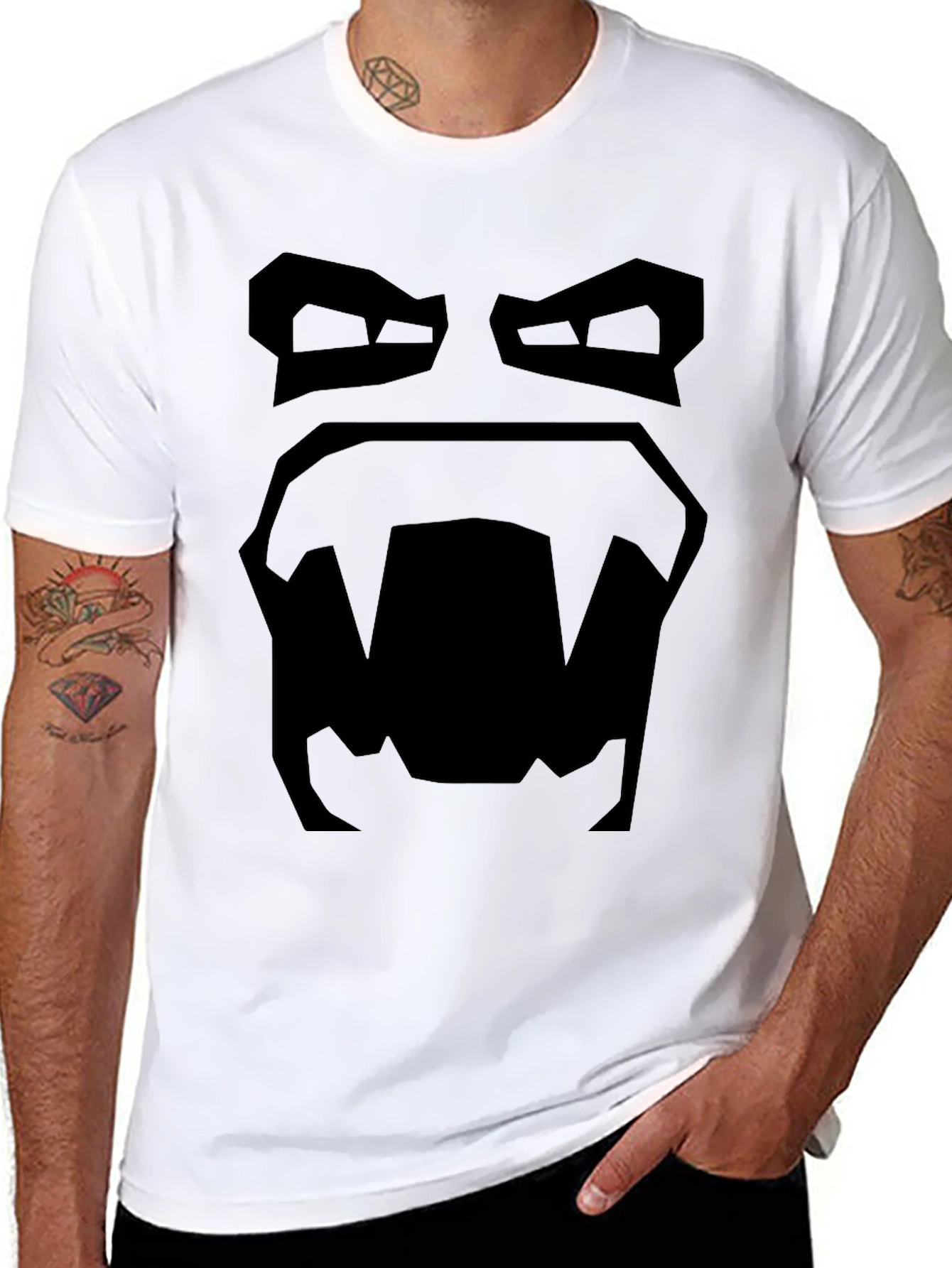 Mens Black Graphic Tee - Retro Monster Design