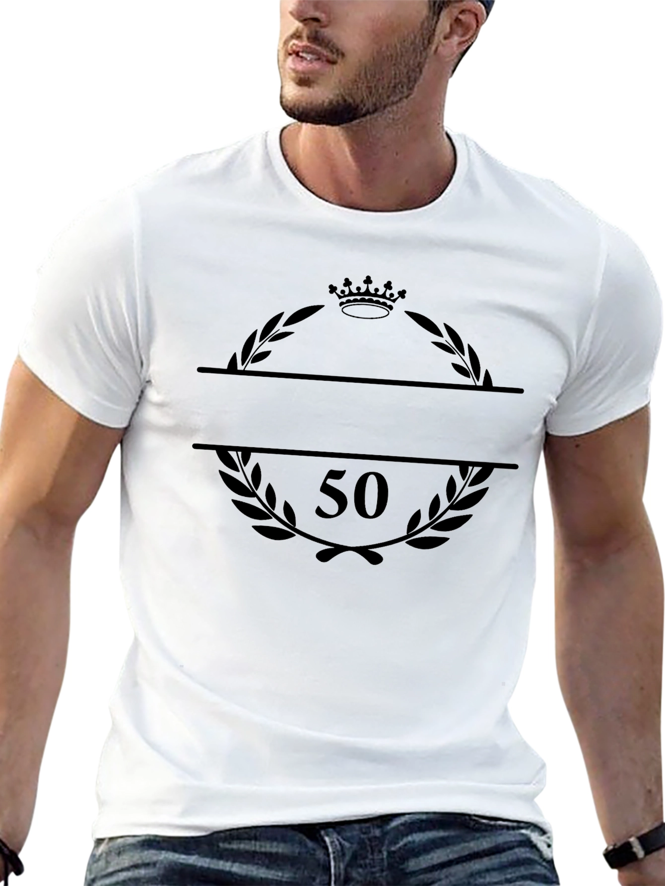 50th Birthday Crown Laurel Wreath Black T-Shirt
