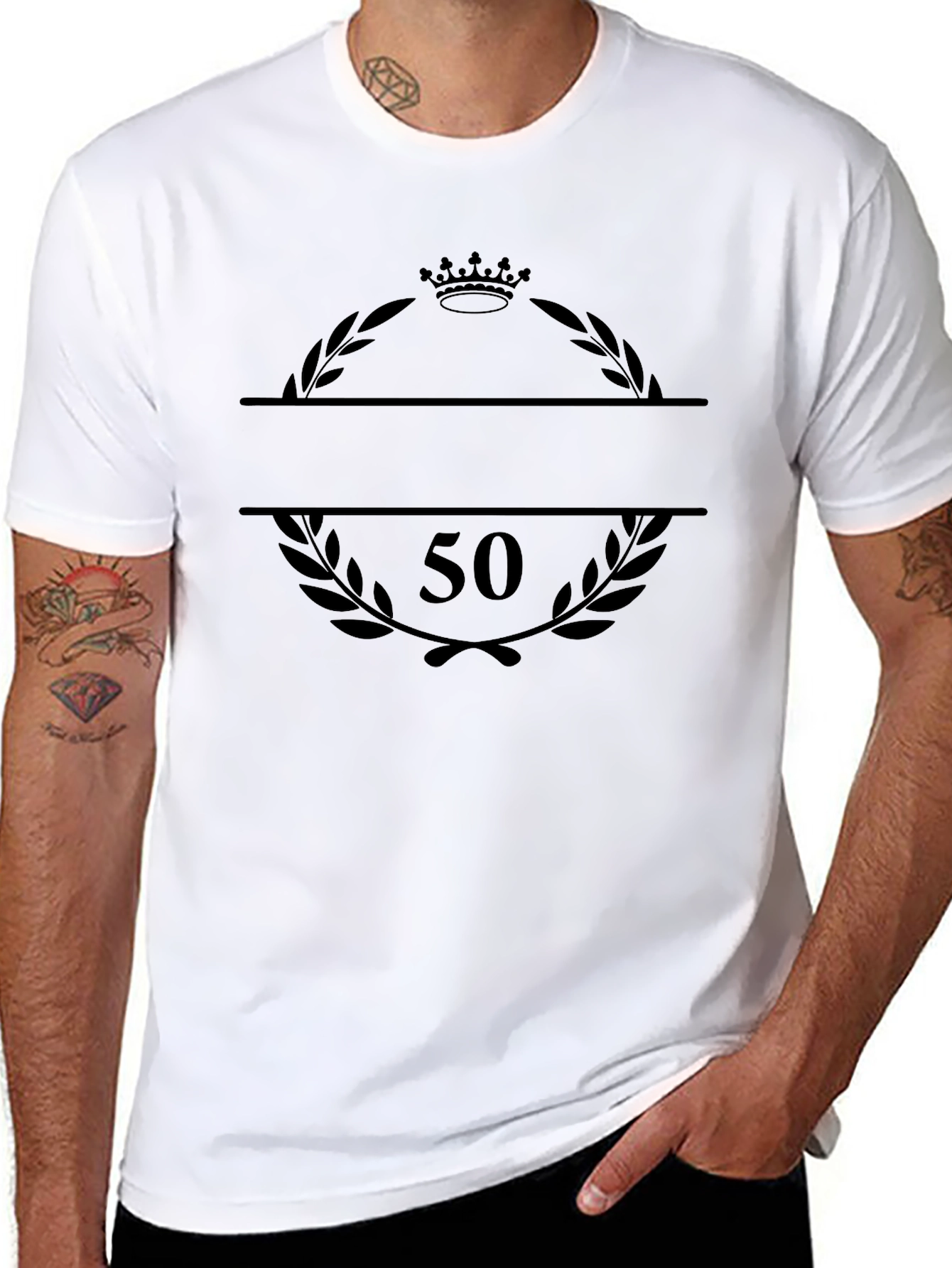 50th Birthday Crown Laurel Wreath Black T-Shirt