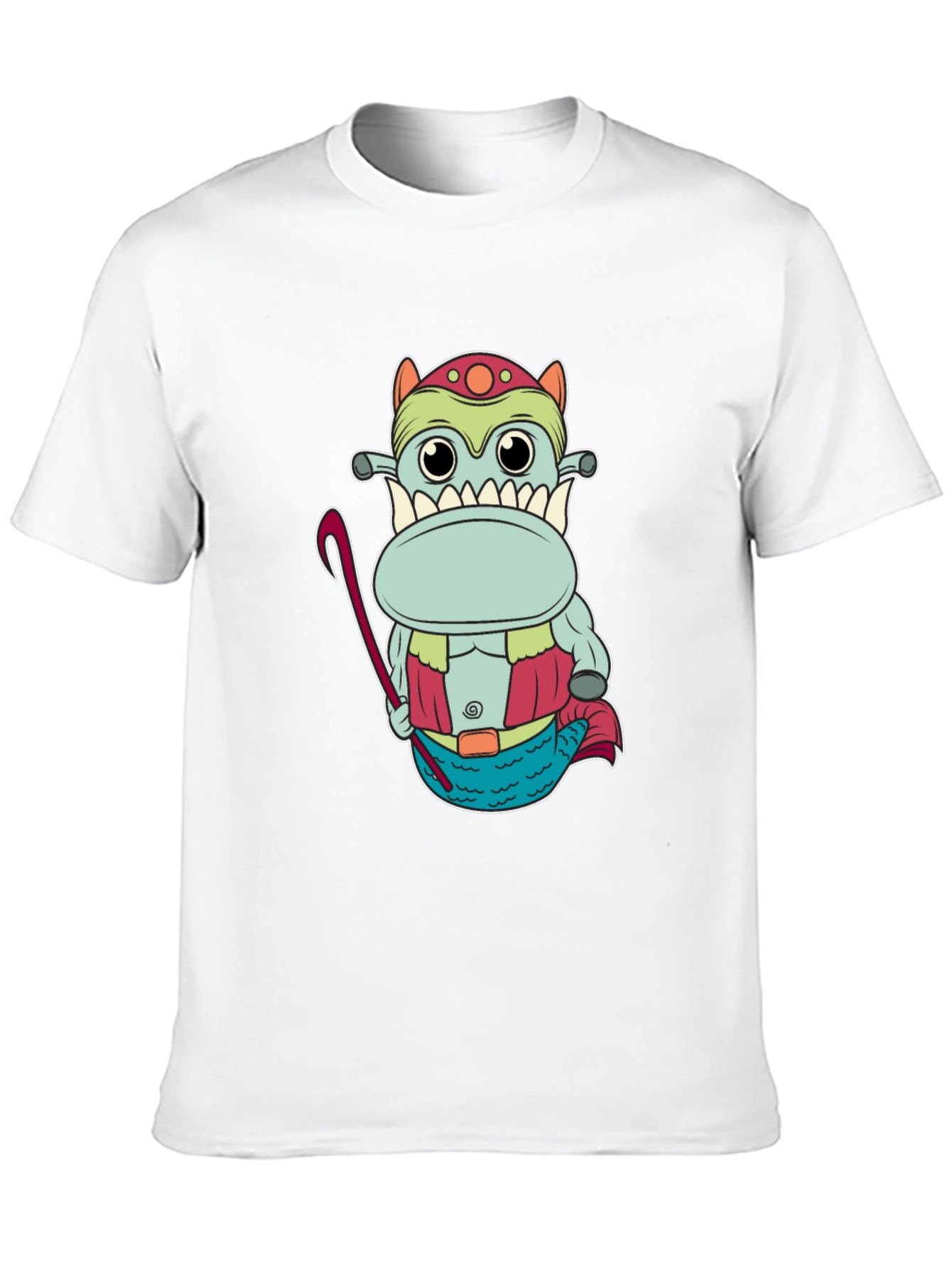 Funny Cartoon Creature Graphic Tee - Black