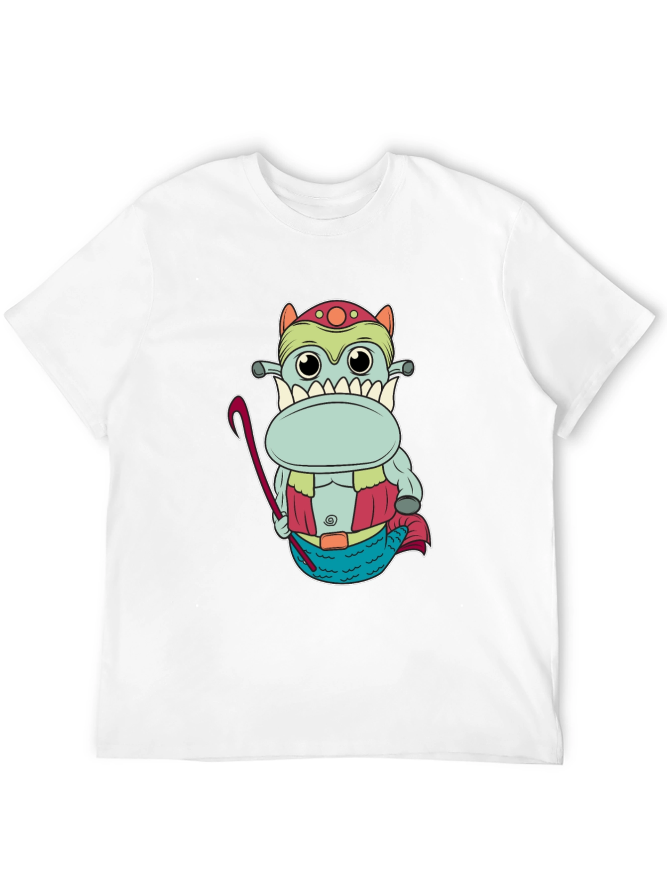 Funny Cartoon Creature Graphic Tee - Black
