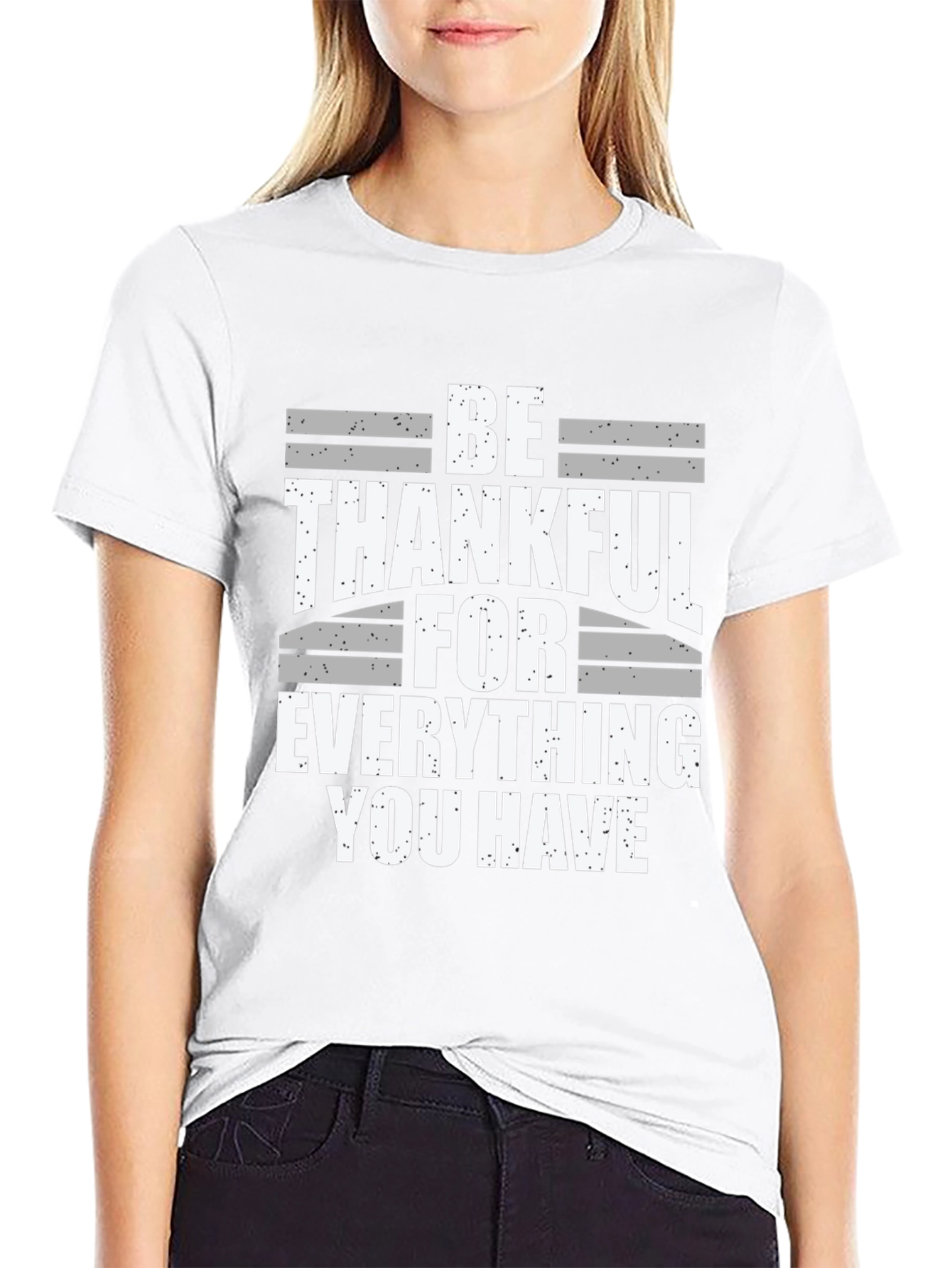 Be Thankful T-Shirt - Black Cotton Blend
