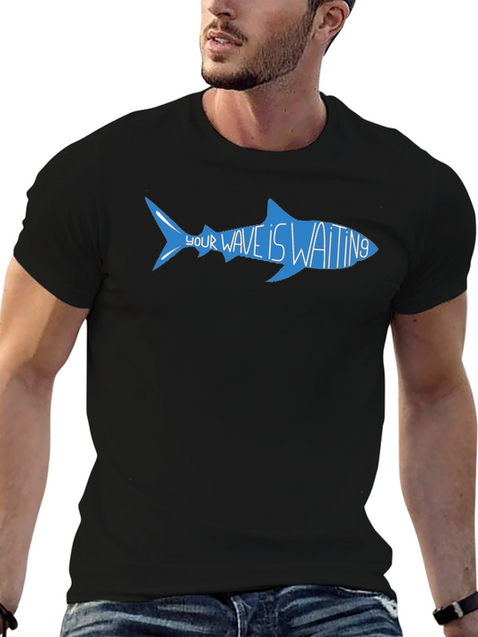 Your Wave Is Waiting Shark Graphic Tee - Black