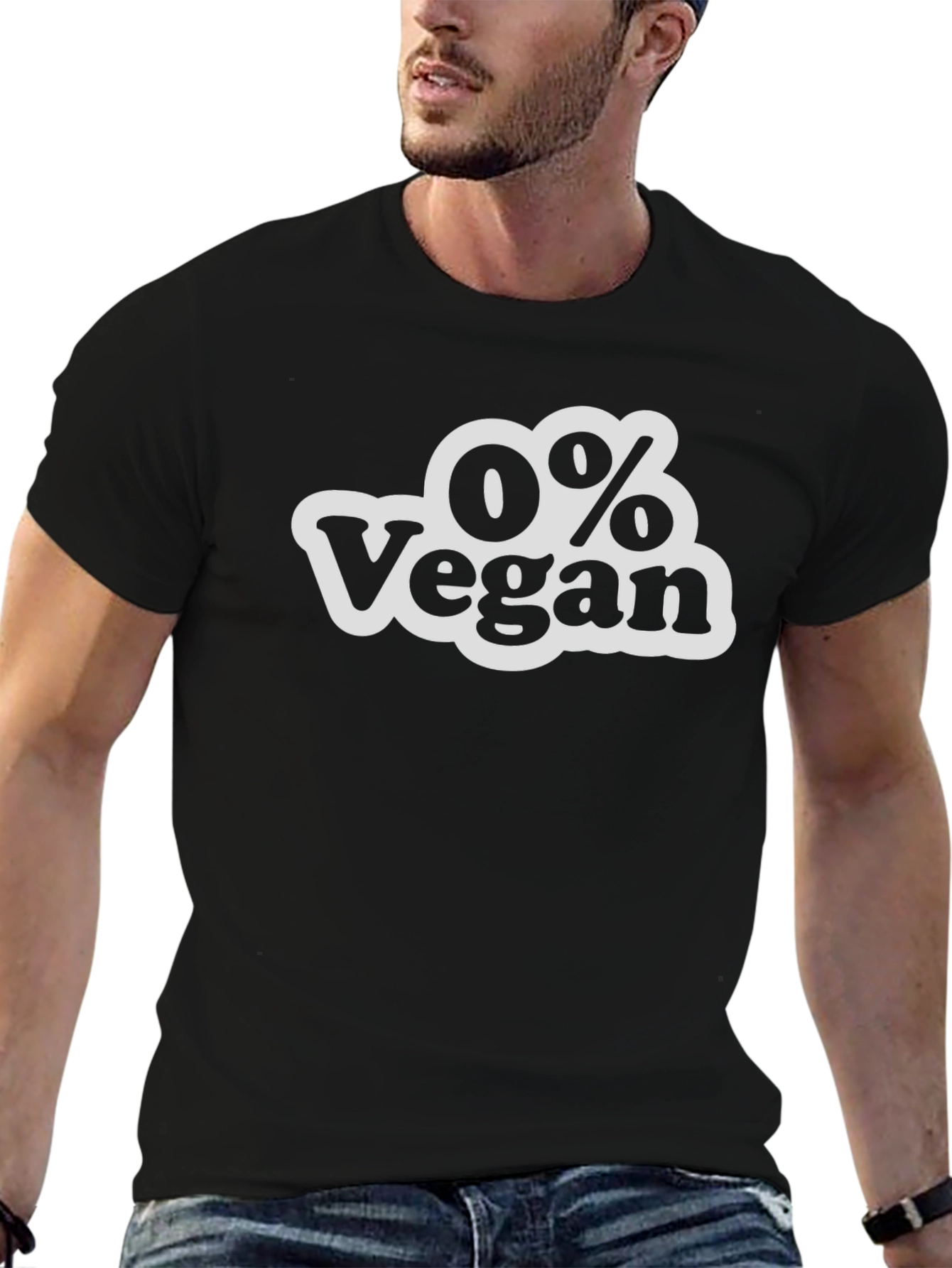 0% Vegan Graphic Tee - Humorous Anti-Vegan Statement